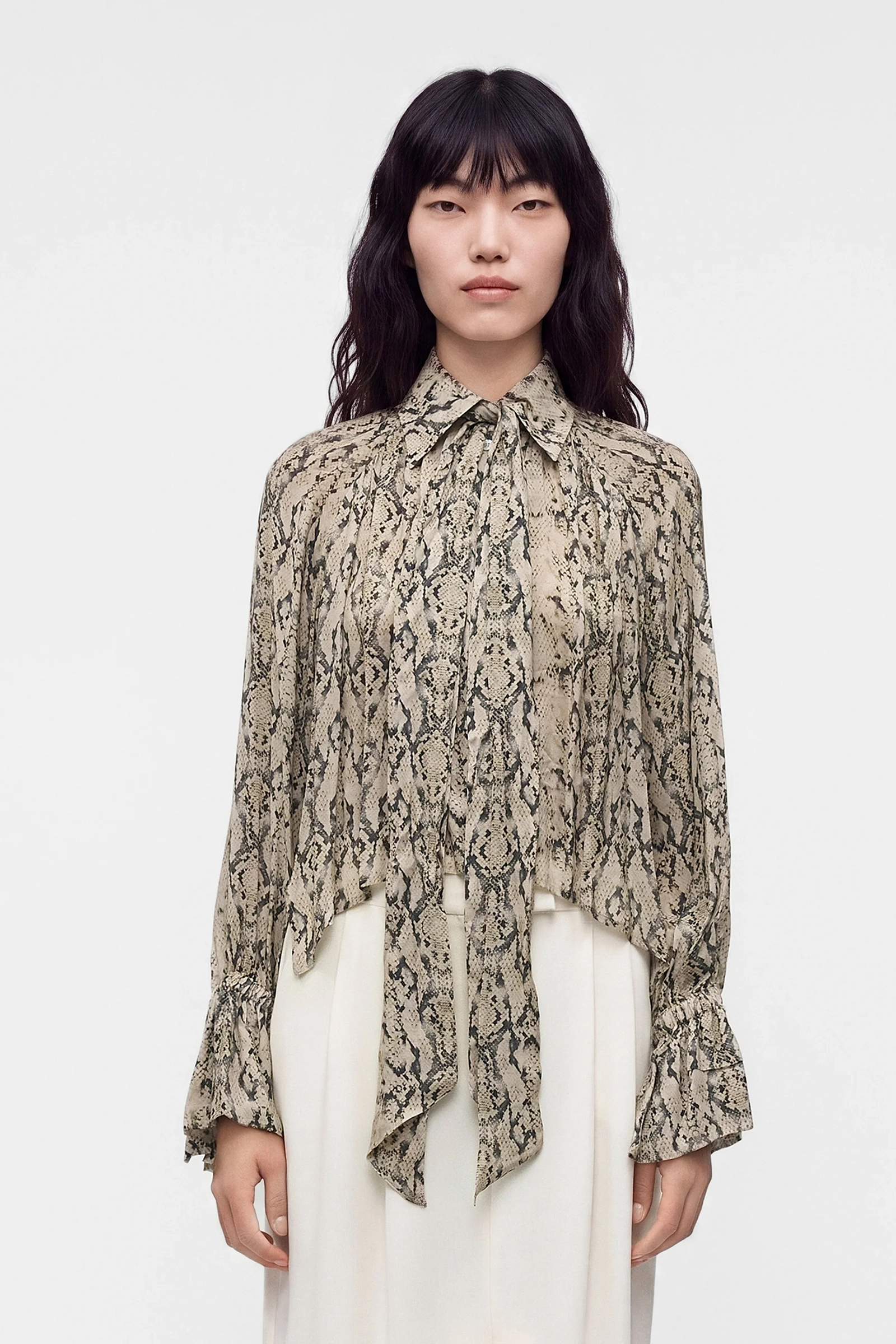 Dames blouse lange mouw bruin