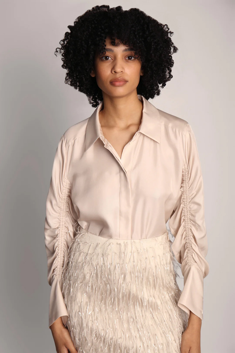 Dames blouse lange mouw ecru