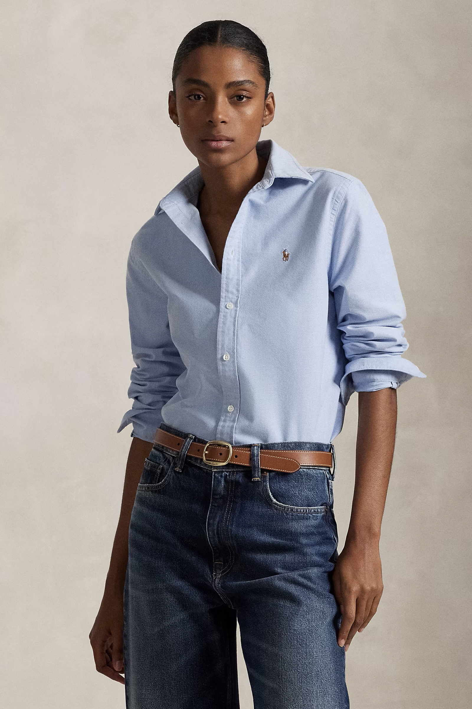 Dames blouse lange mouw blauw
