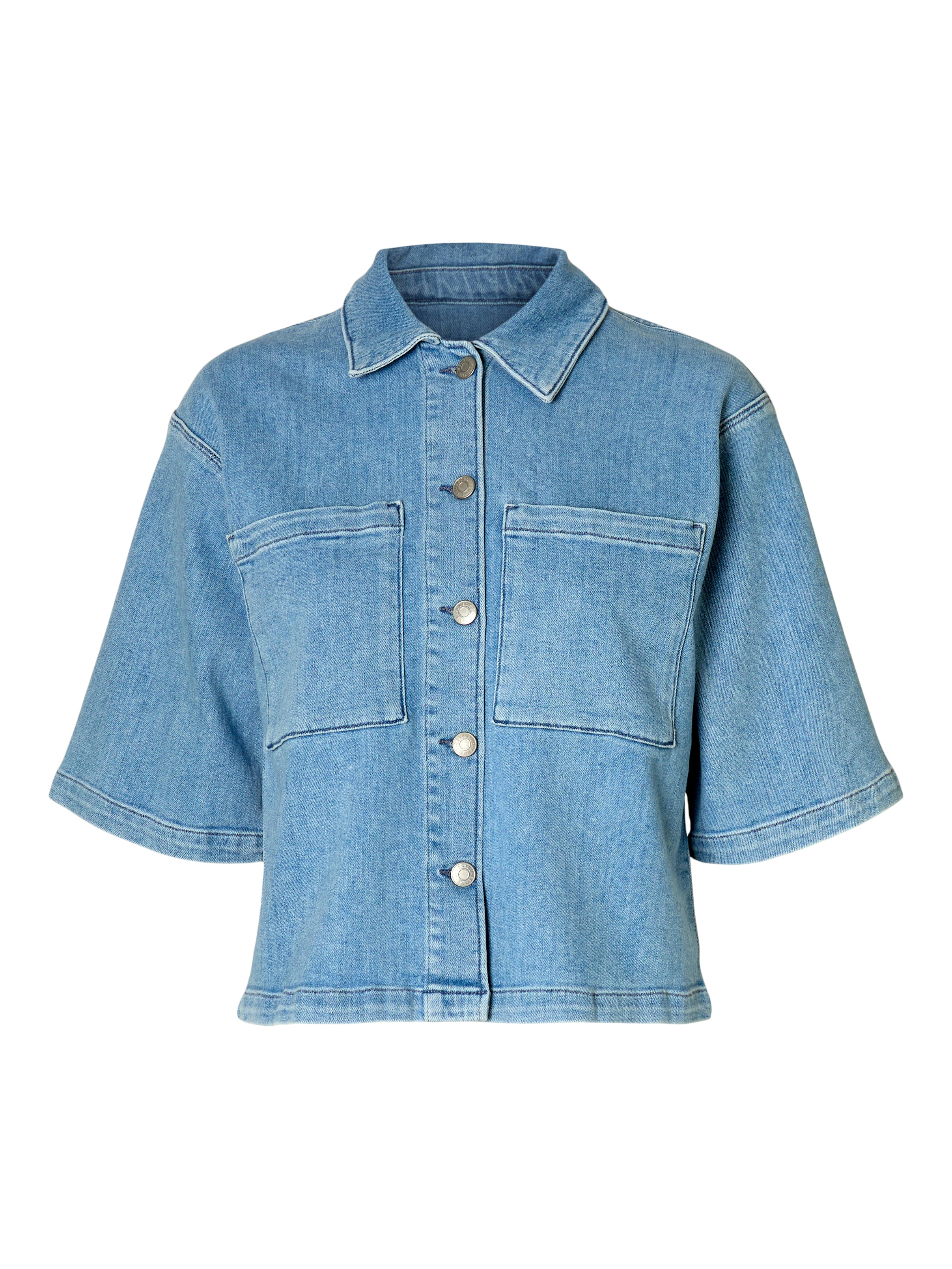 Selected SLFANYA 2/4 SHORT DENIM SHIRT 182315-Light Blue Denim 1
