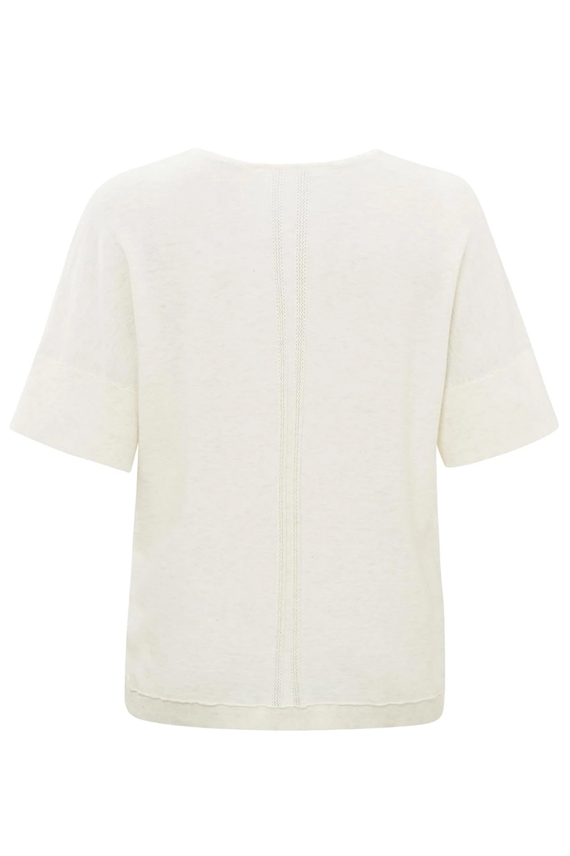 Yaya V-neck sweater with mesh detai OFF WHITE MELANGE 2
