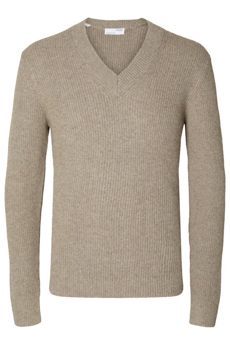 Selected SLHRONN LS KNIT V-NECK B 179112001-Chinchilla/Melange 1