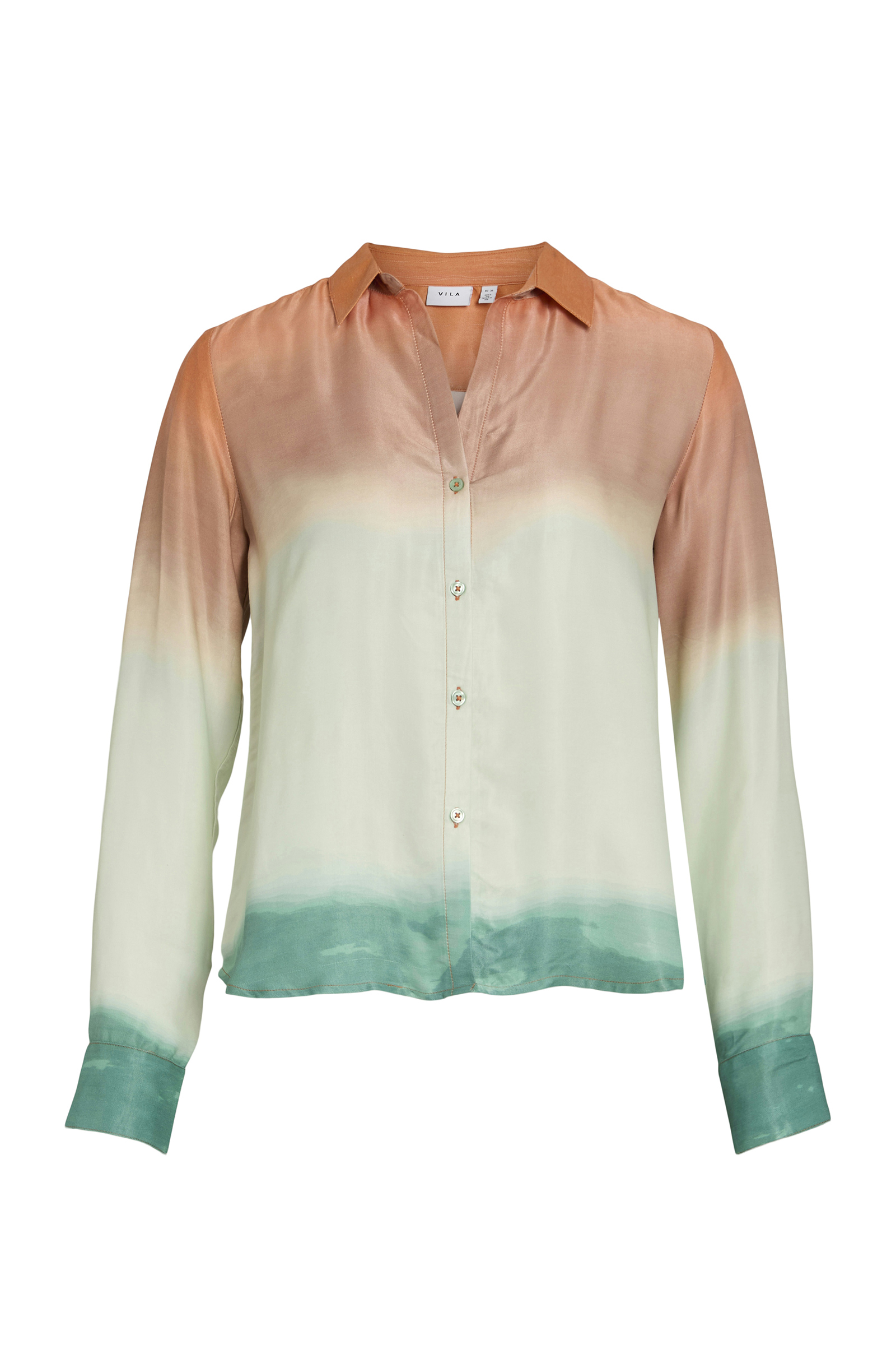 Vila VIESTHER WATER L/S SHIRT/LC 205234001-Wood Thrush/Water 1
