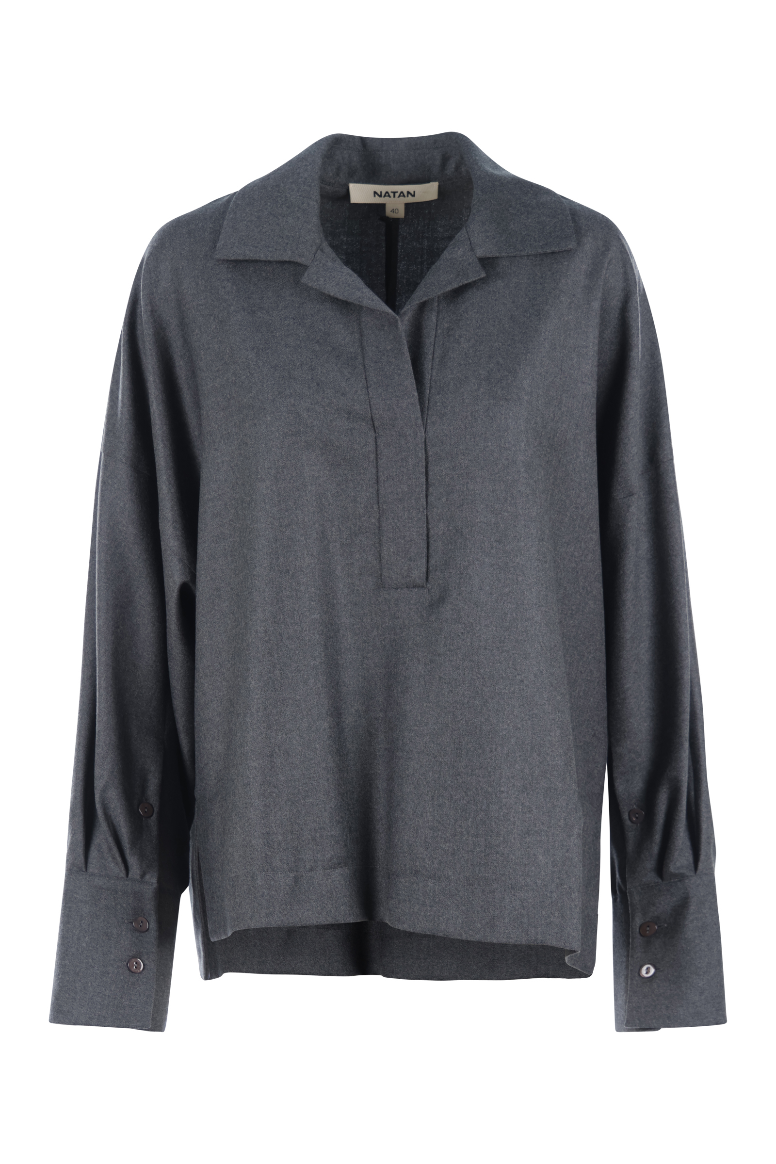Dames blouse lange mouw grijs