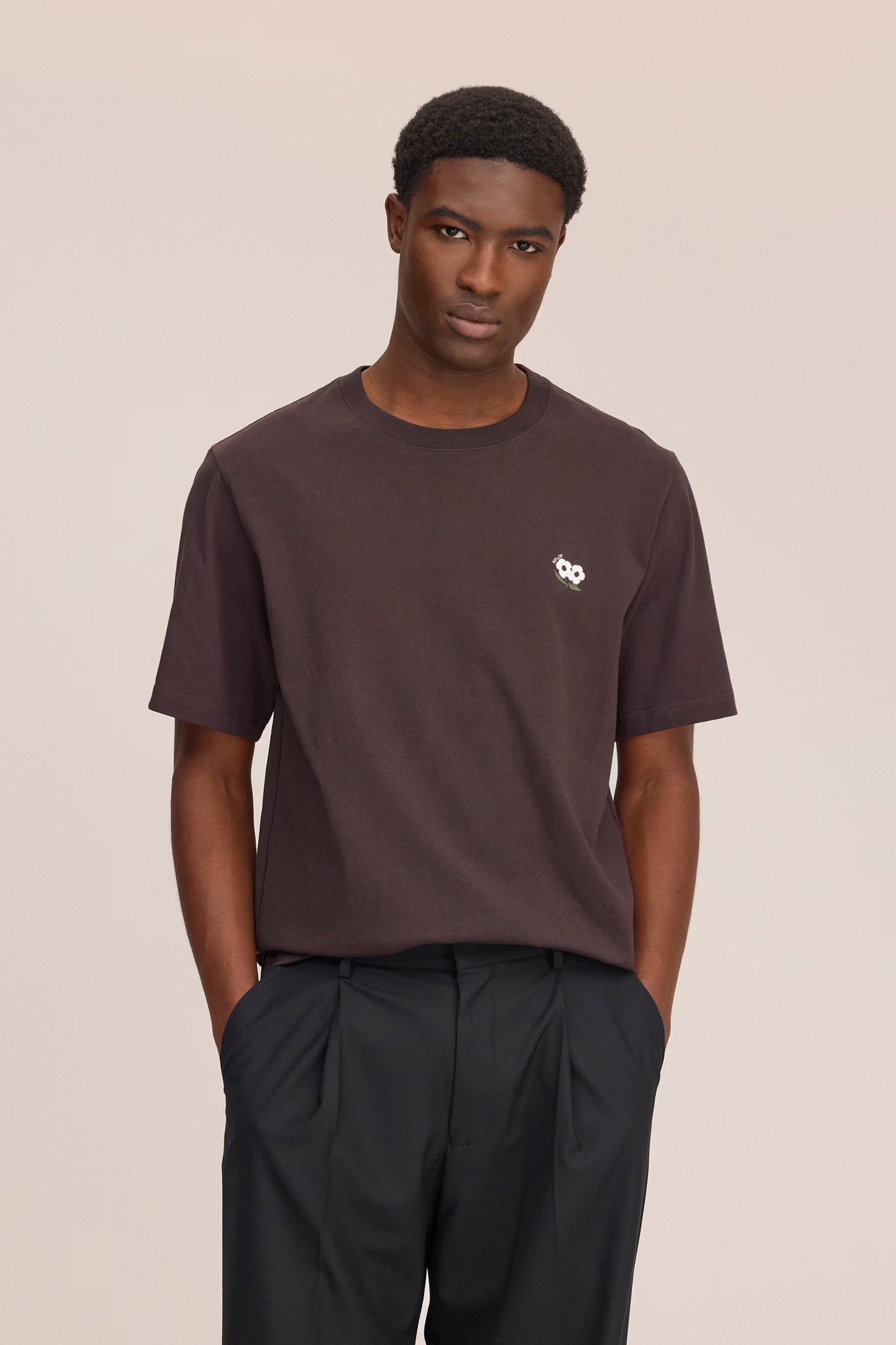 Heren t-shirt kortemouw bruin