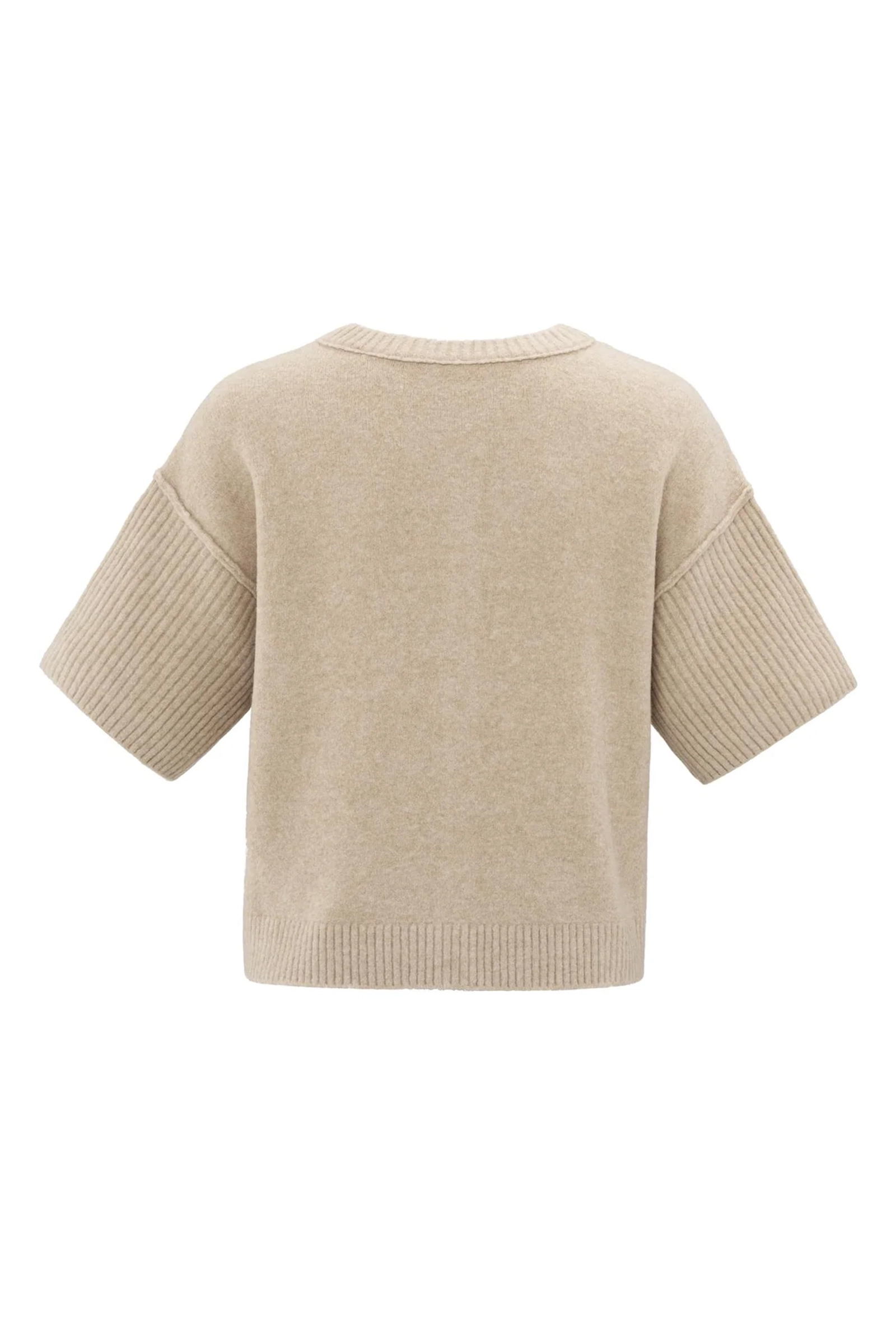 Yaya Cardigan with wide short sleev HUMUS BEIGE MELANGE 3
