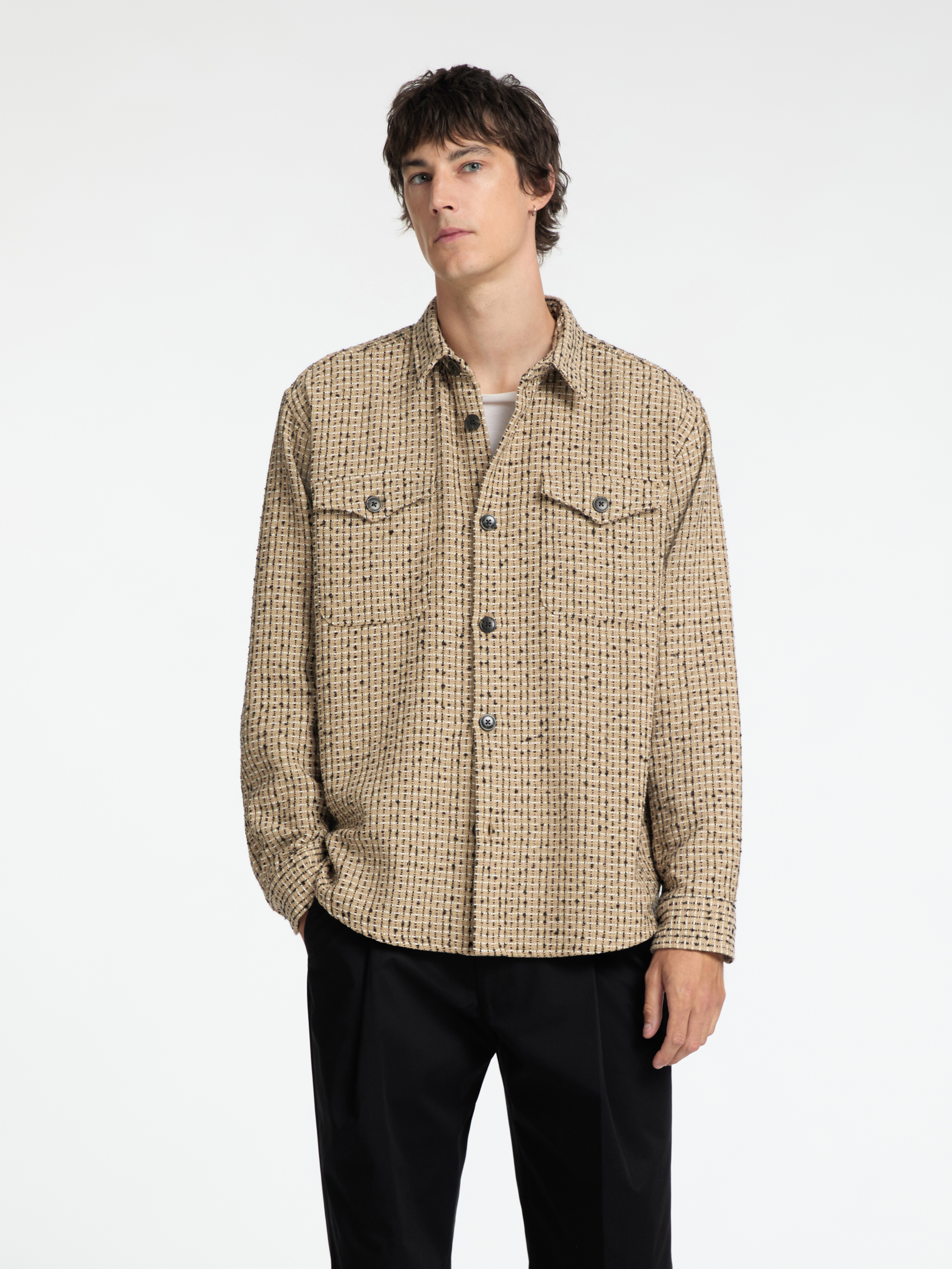 Heren overhemd lm casual bruin