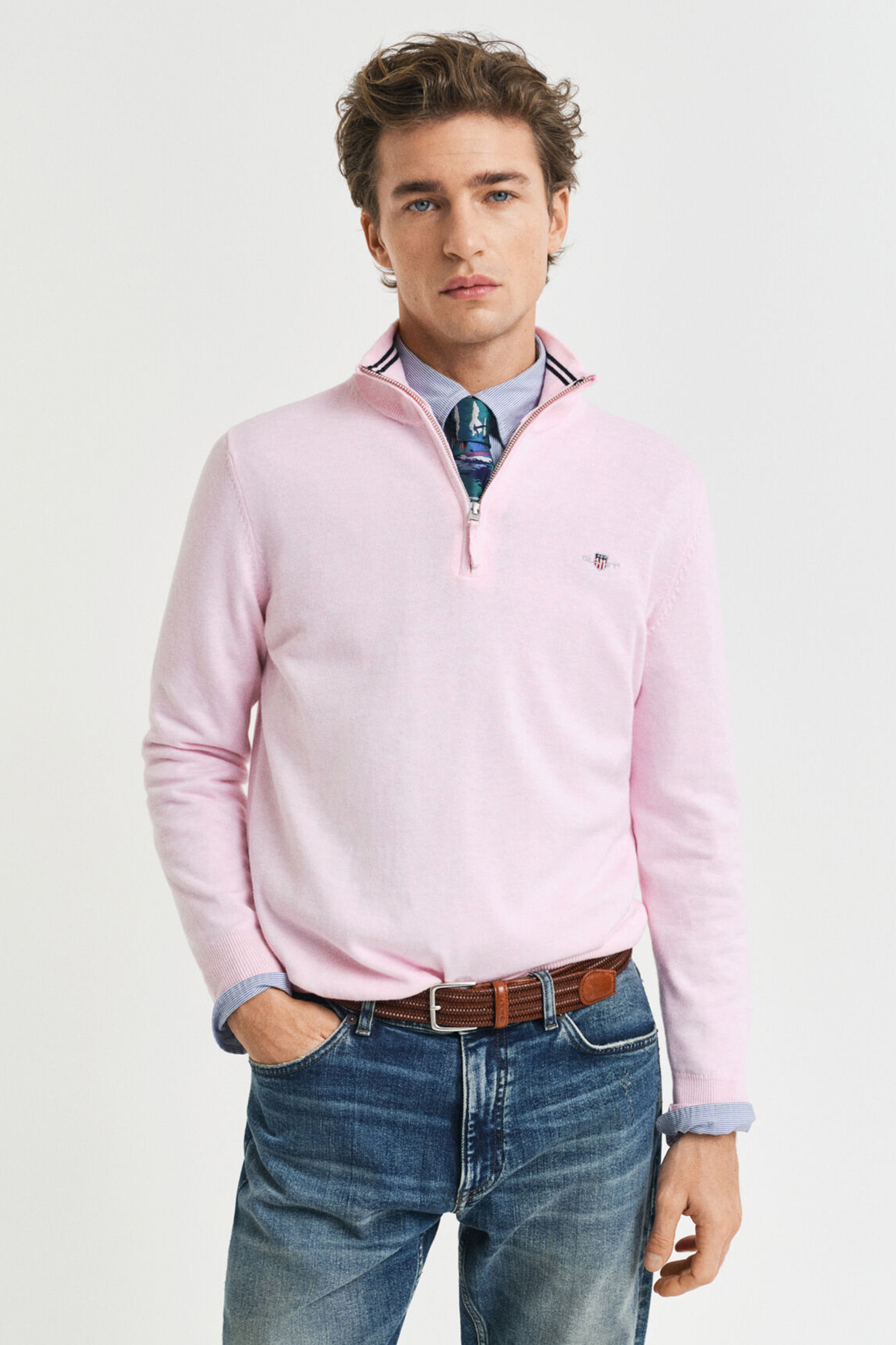 Gant CLASSIC COTTON HALF ZIP Roze 2