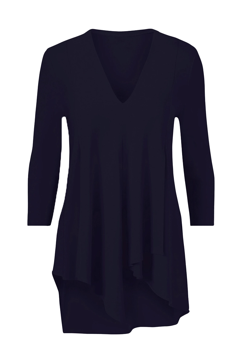 Dames t-shirt lange mouw blauw