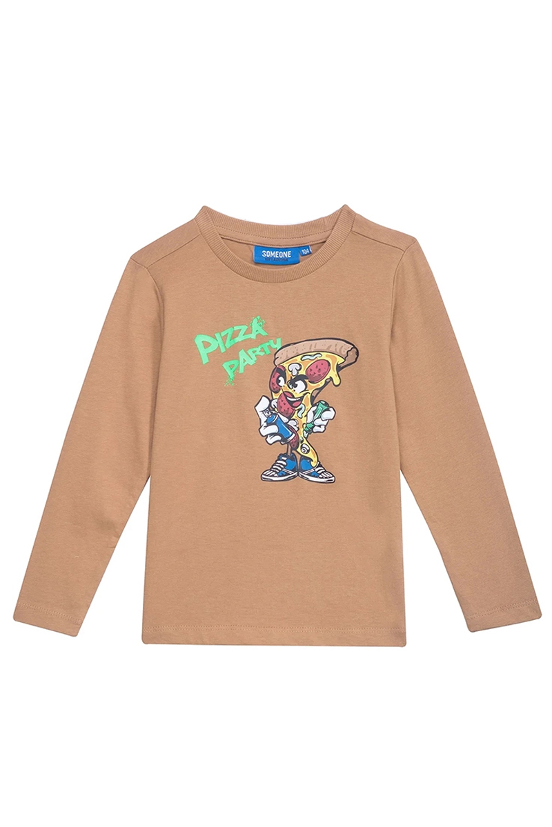 Jongens t-shirt lange mouw bruin
