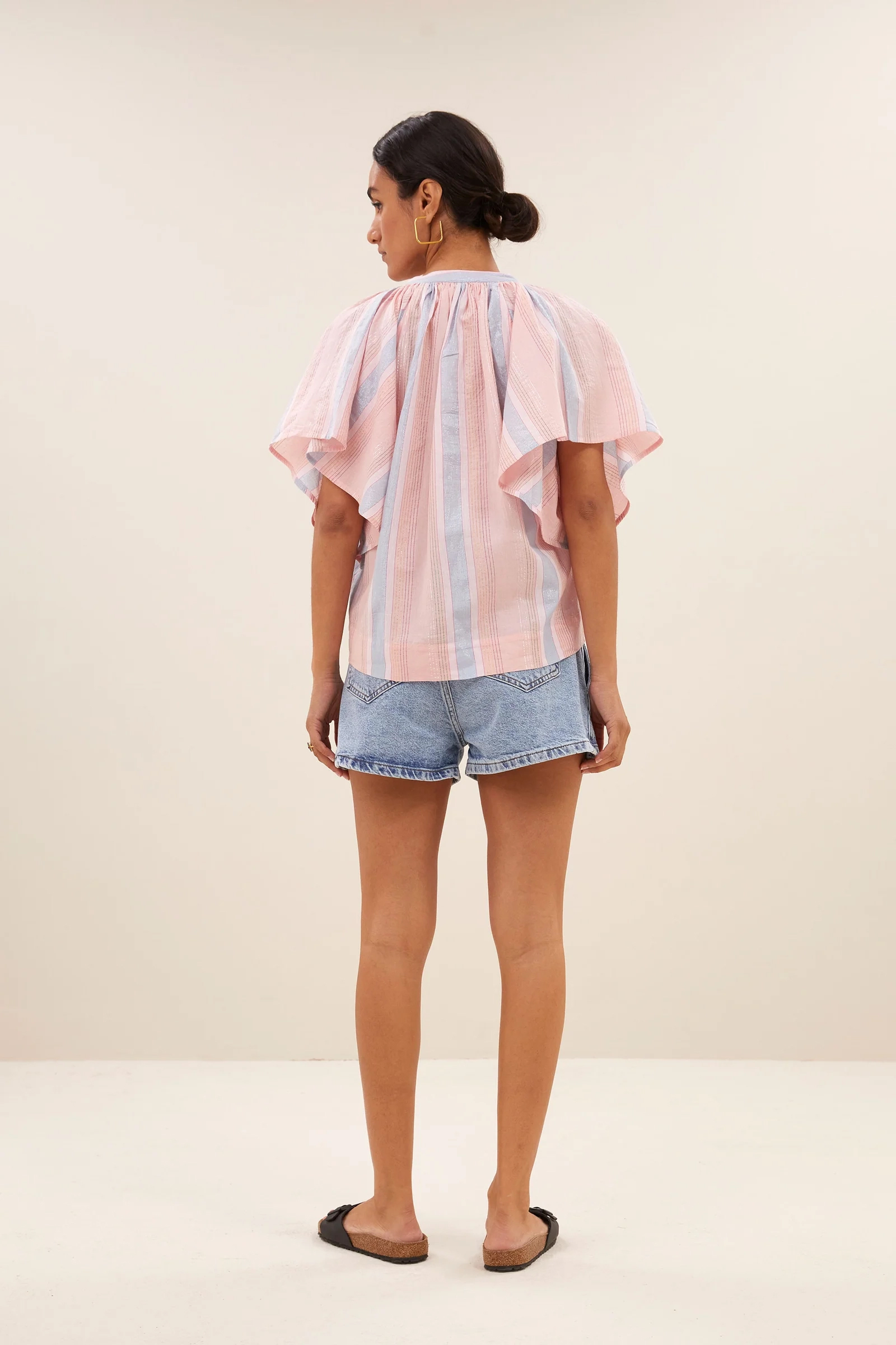 By Bar Vina gloss stripe blouse Rose-1 3