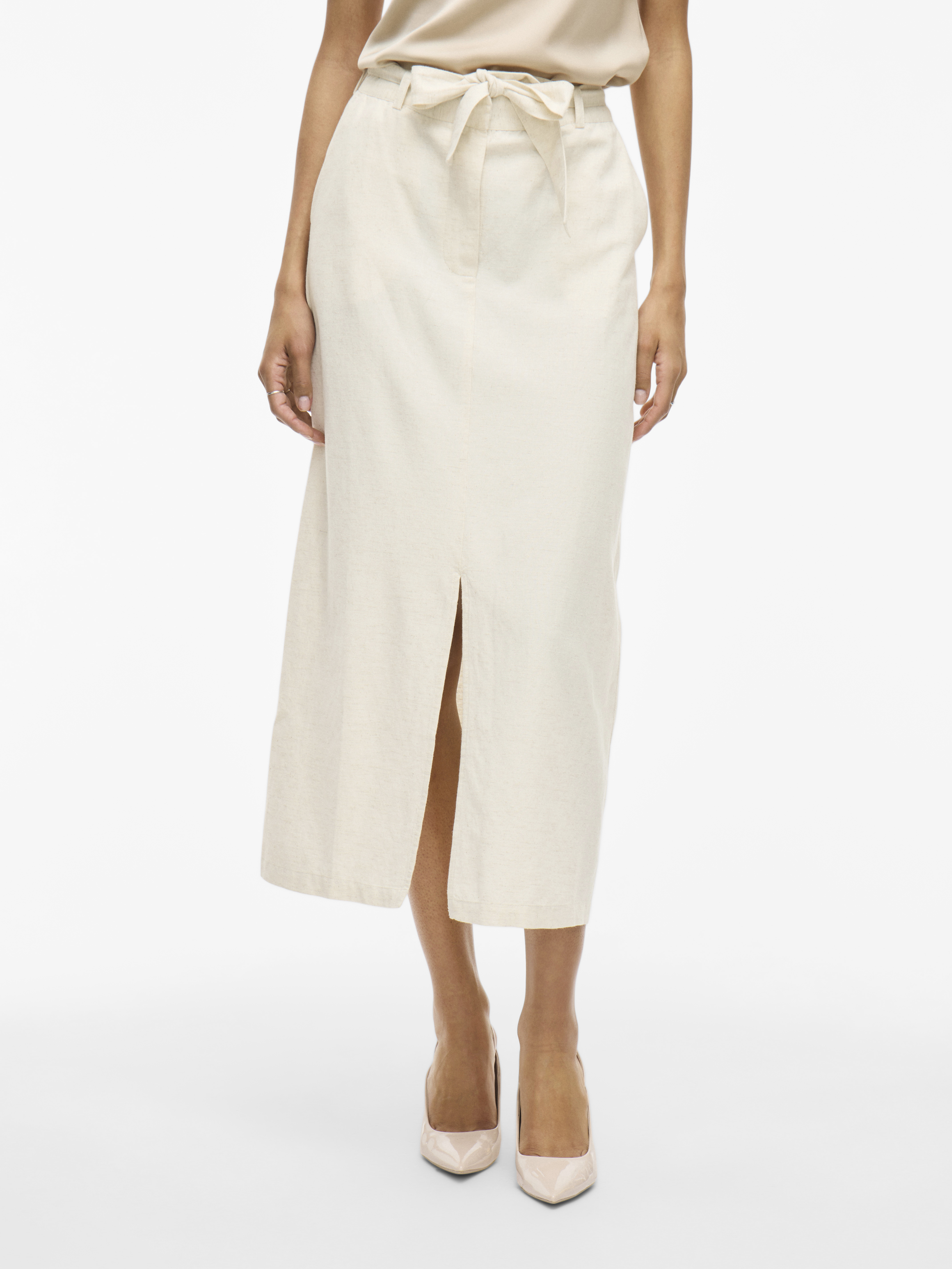 Vila VIPRISILLA RW MIDI PENCIL SKIRT 262675-Super Light Natural Melan 3
