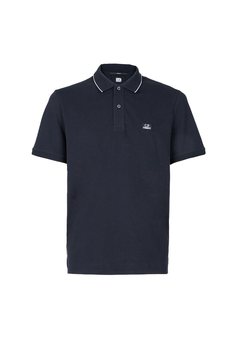 C.P. Company STRETCH PIQUET STRIPED POLO SHIRT Blauw-1 1
