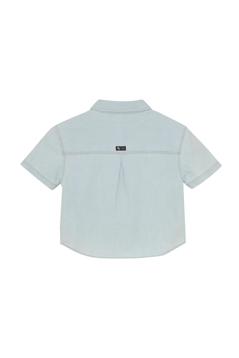 Meisjes blouse korte mouw blauw
