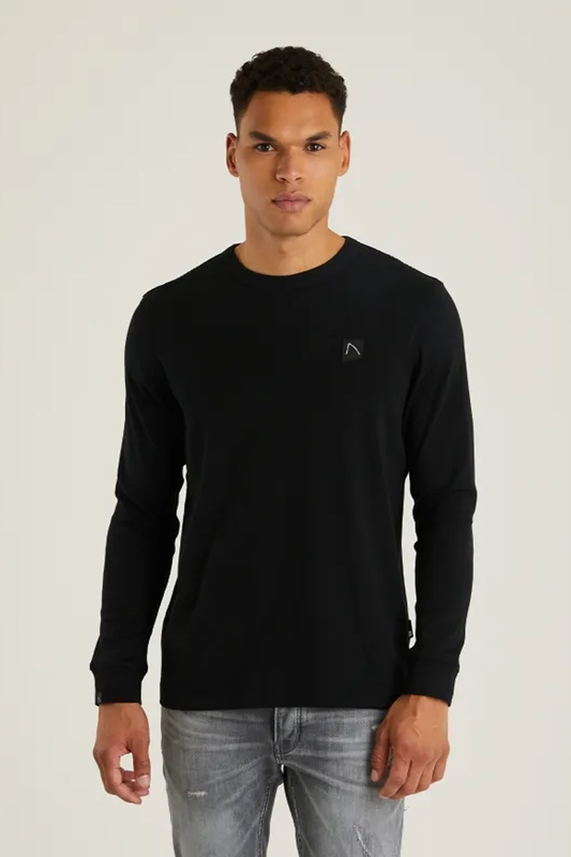 Heren t-shirt lange mouw zwart