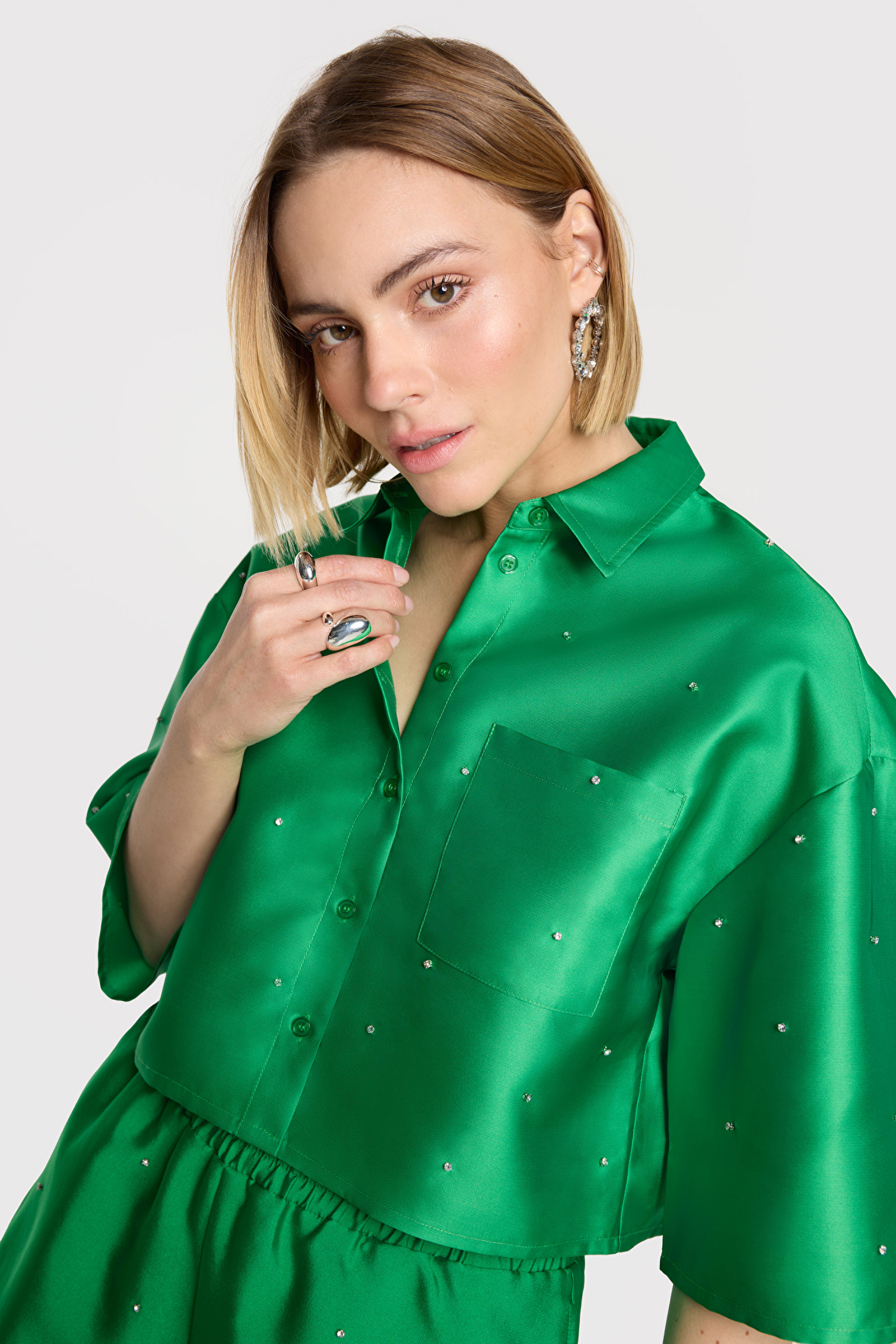 Dames blouse korte mouw groen