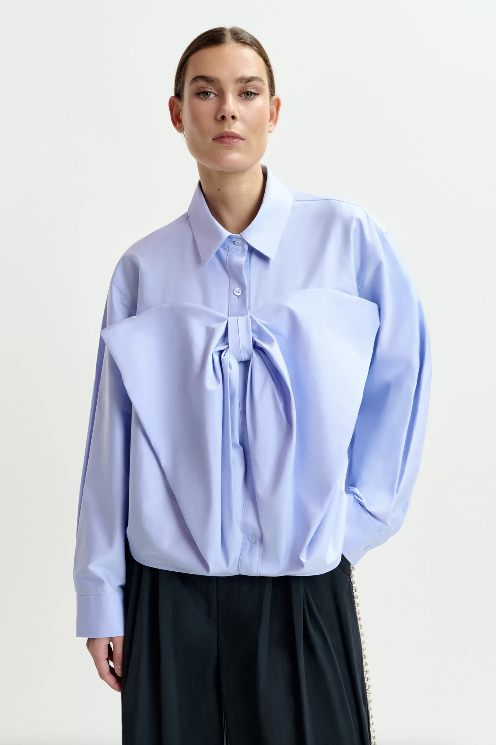 Dames blouse lange mouw blauw