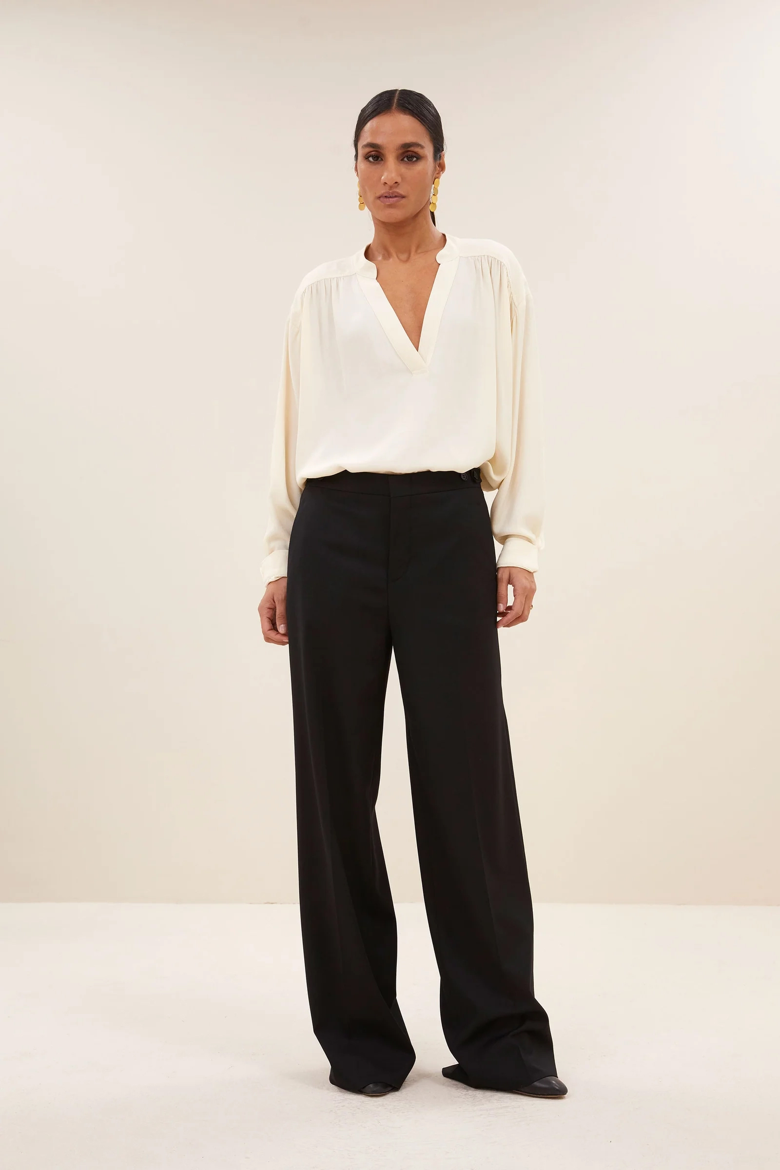 Dames blouse lange mouw ecru