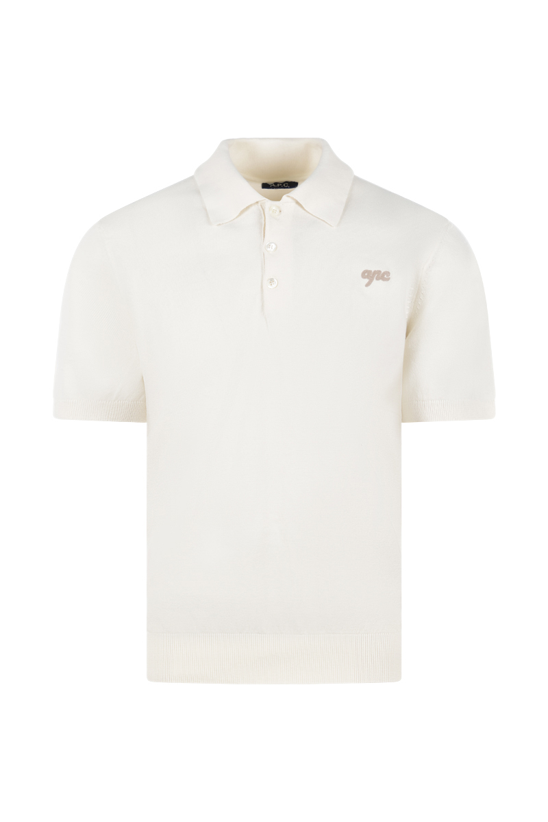 Heren polo korte mouw ecru