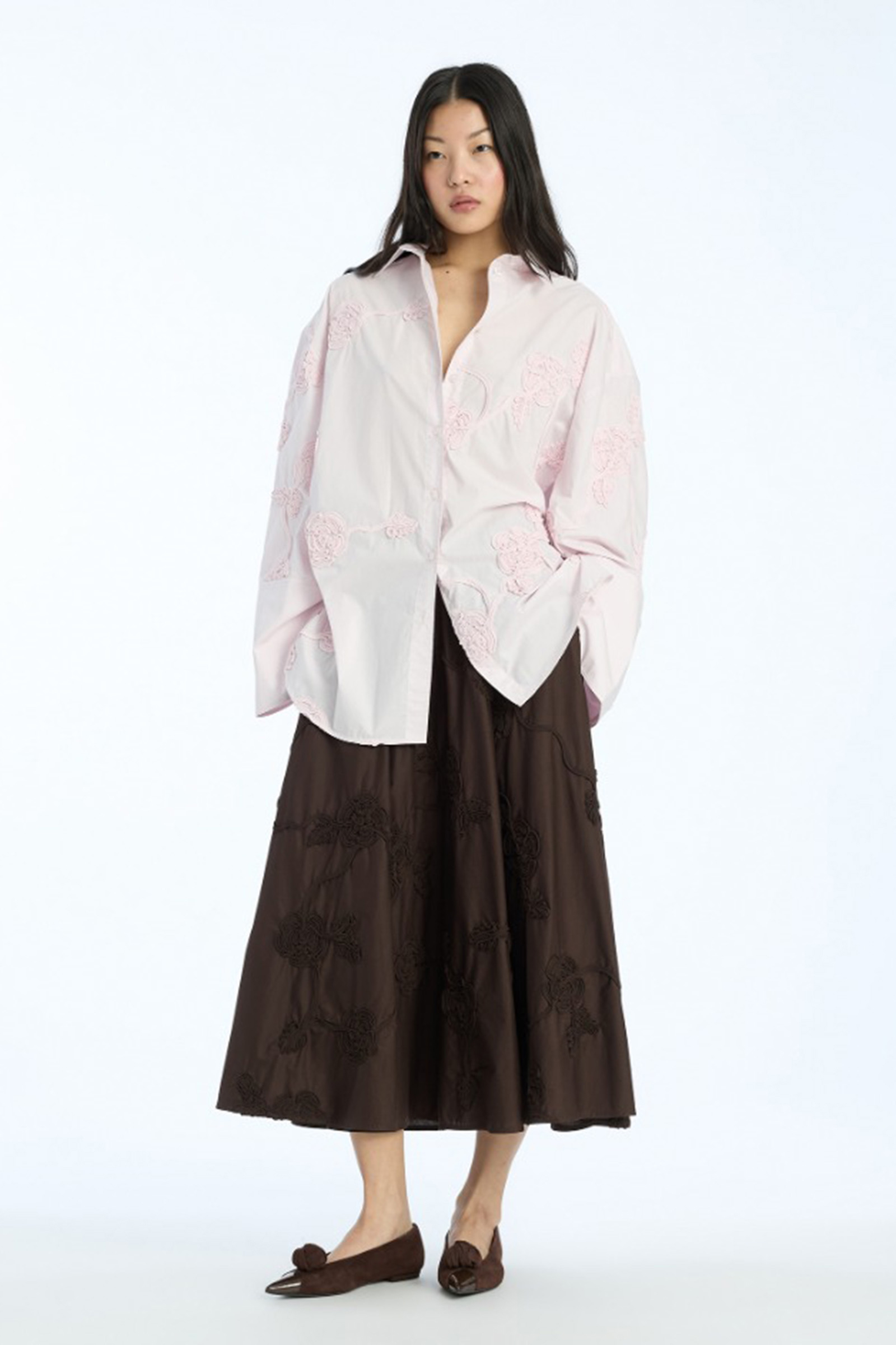 Dames blouse lange mouw rose