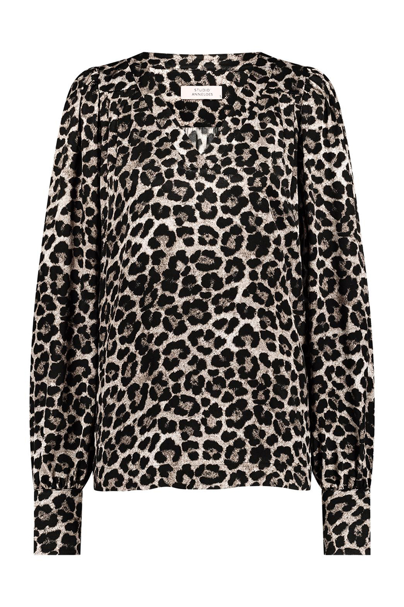 Dames blouse lange mouw grijs