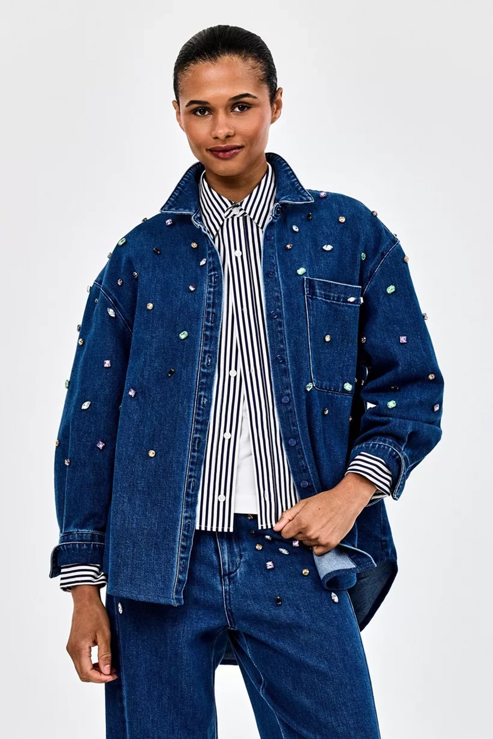 Dames blouse lange mouw blauw