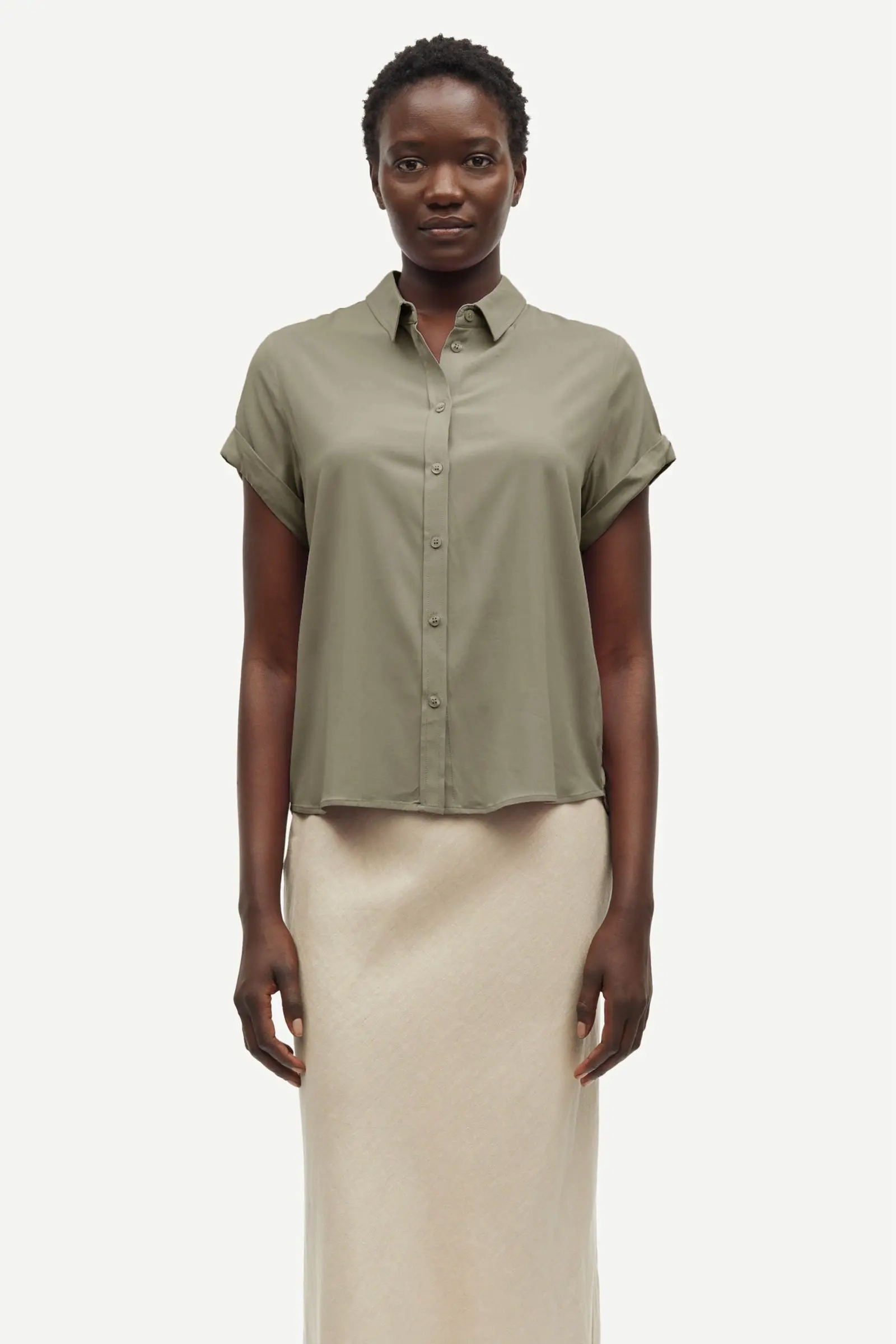 Dames blouse korte mouw groen