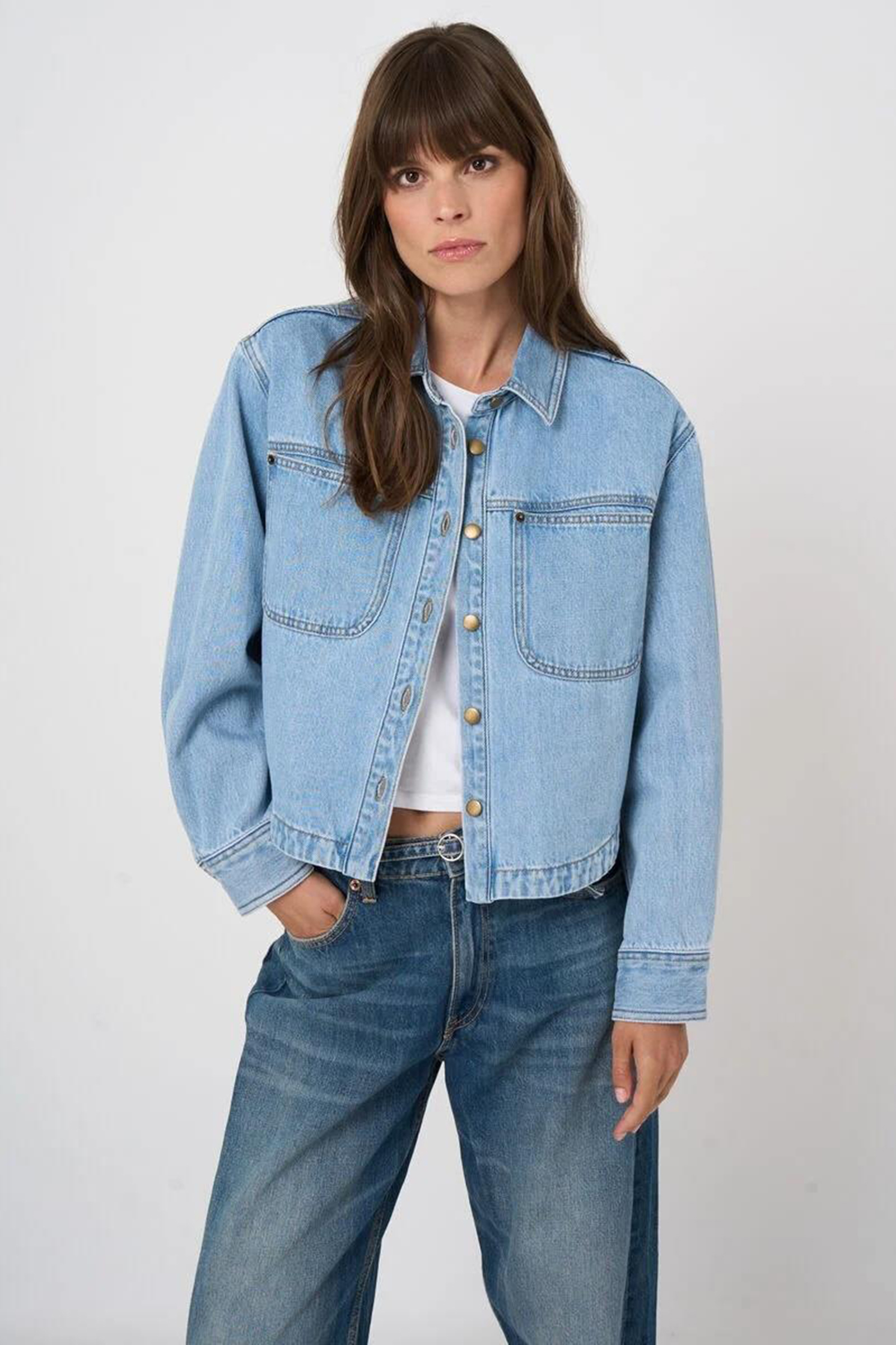 Dames blouse lange mouw blauw