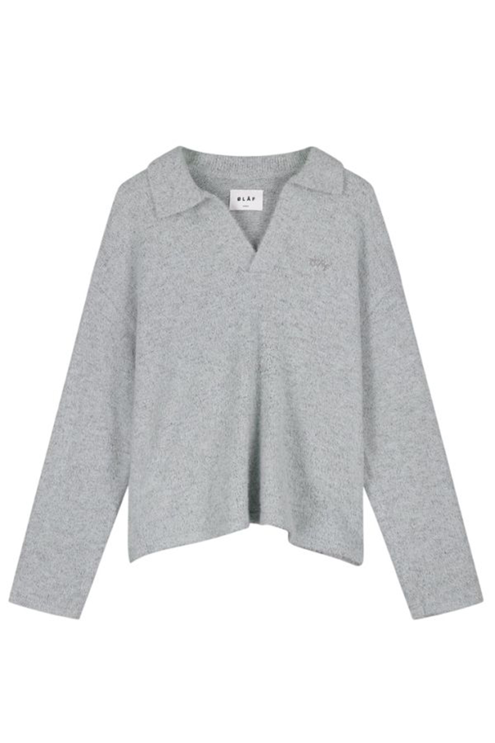 Heren polo lange mouw grijs