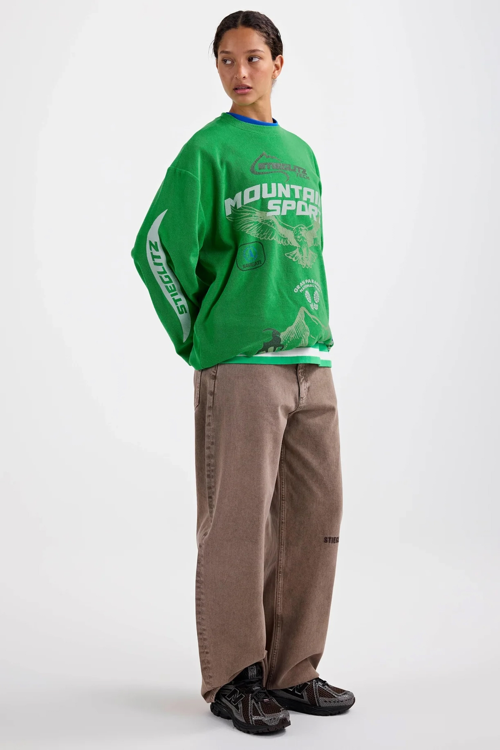 Dames t-shirt lange mouw groen