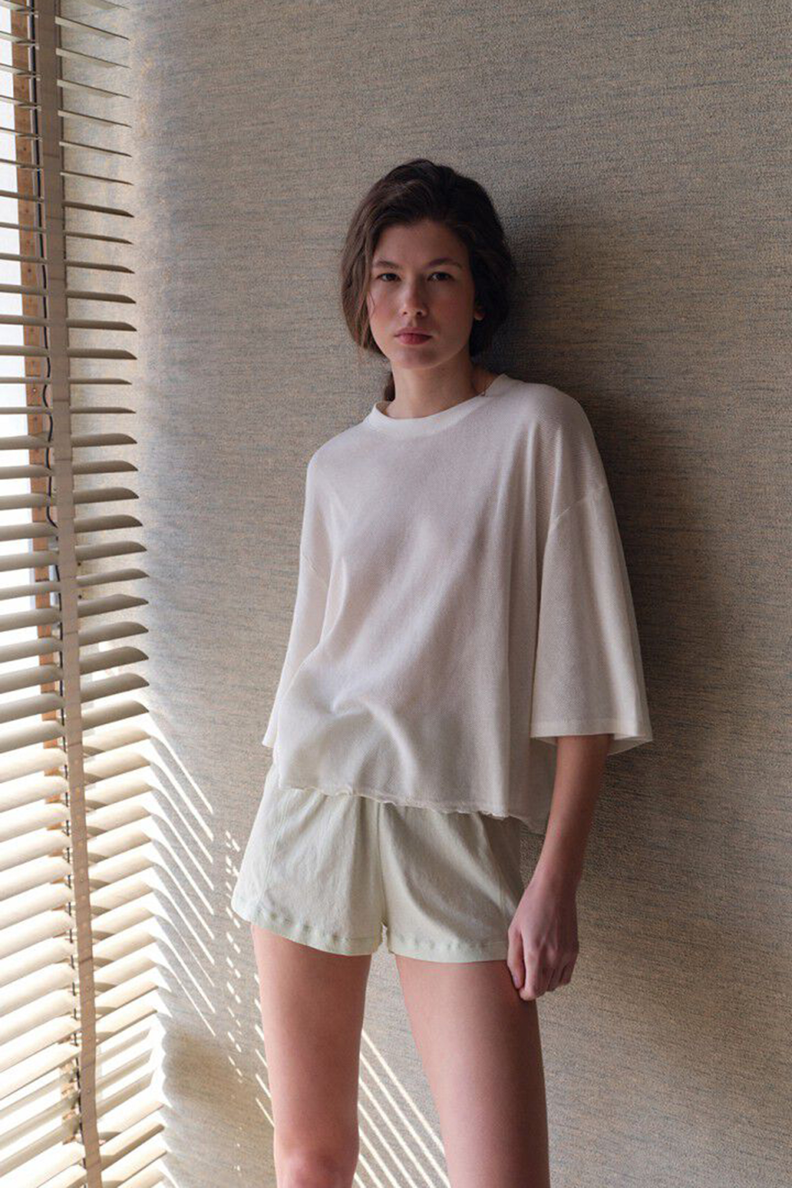 Dames t-shirt korte mouw ecru