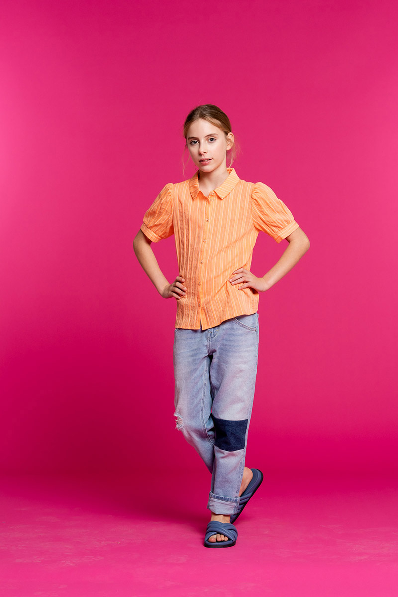 Geisha Blouse small stripe Rose-1 2