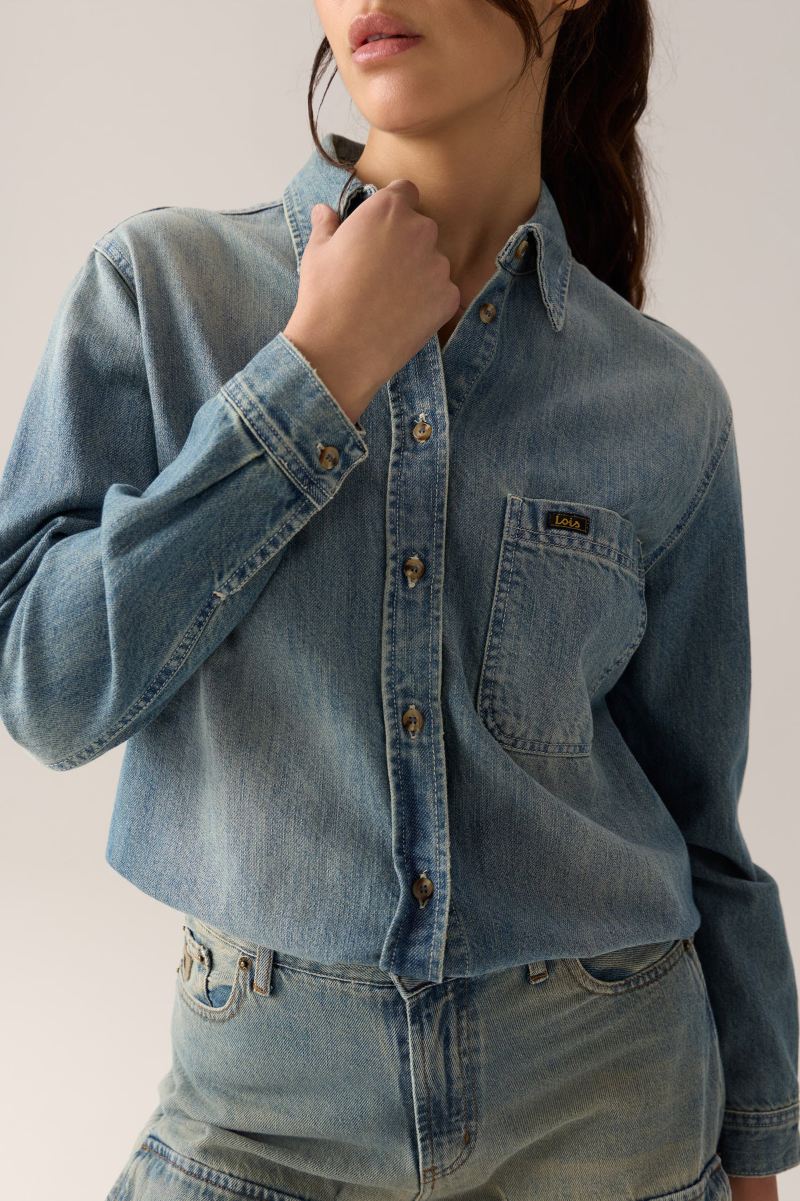 Dames blouse lange mouw blauw
