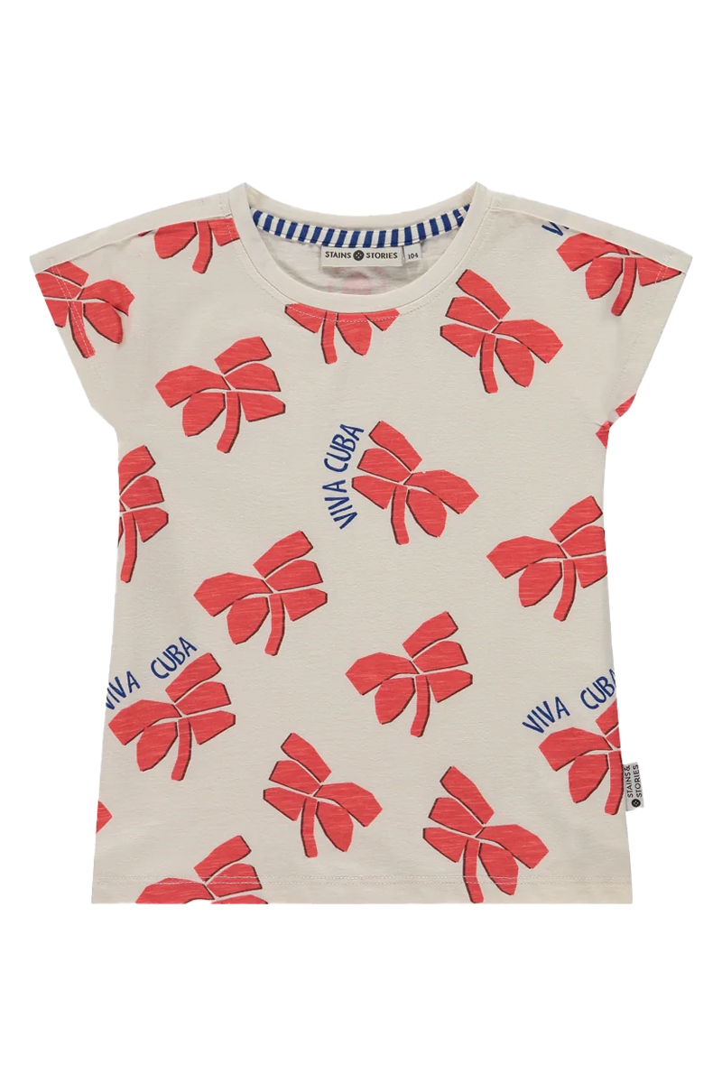 Meisjes t-shirt korte mouw ecru
