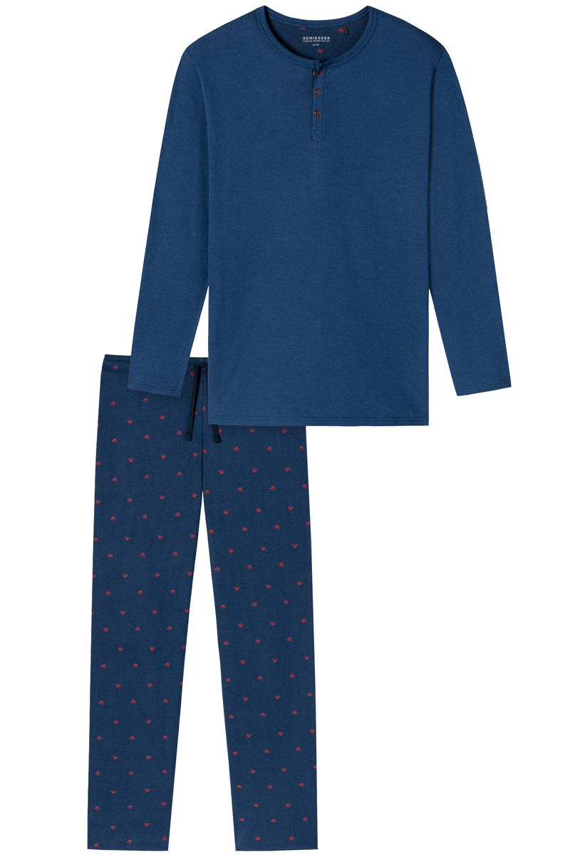 Schiesser Nachtmode heren pyjama Blauw-1 1