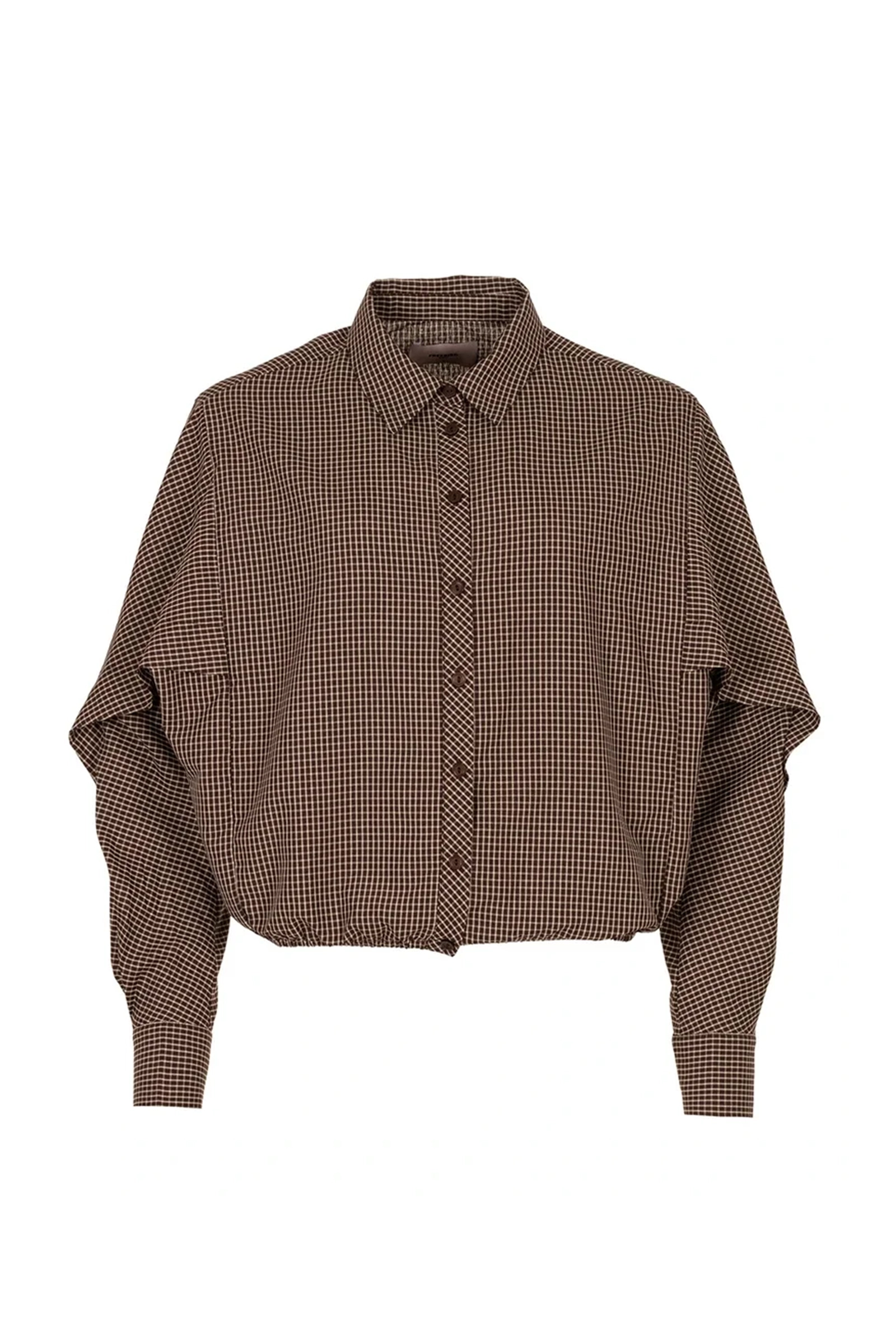 Dames blouse lange mouw bruin