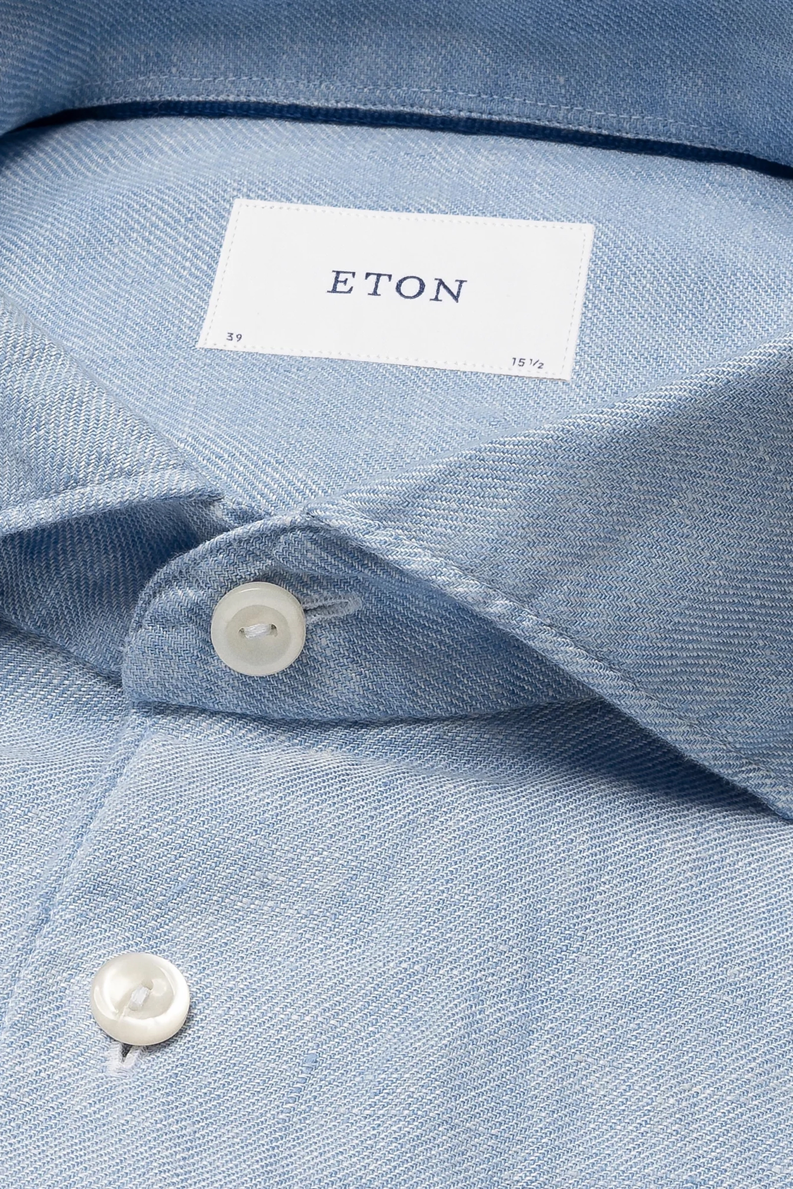 Eton SOLID TWILL LINEN Blauw-1 4