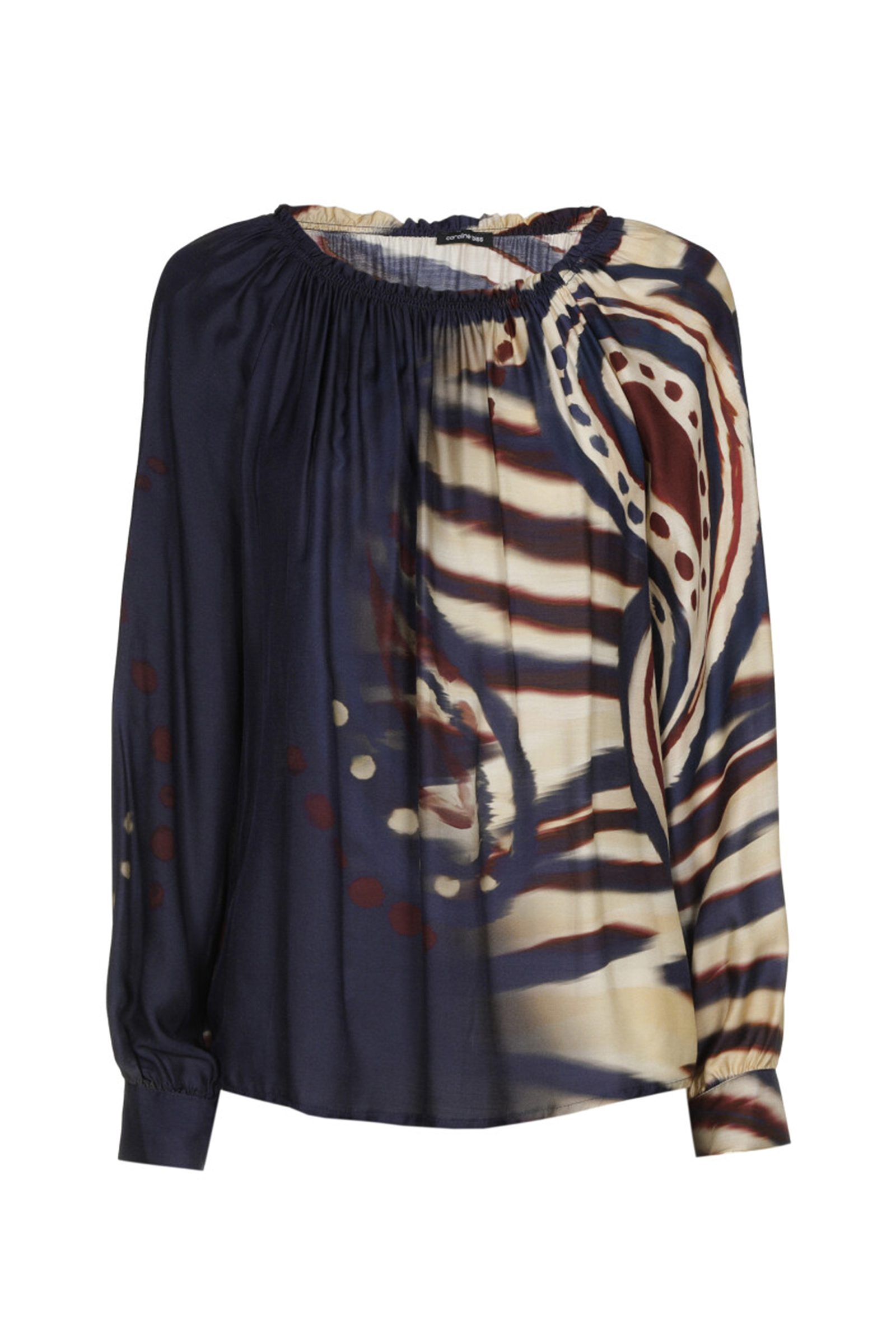 Dames blouse lange mouw blauw