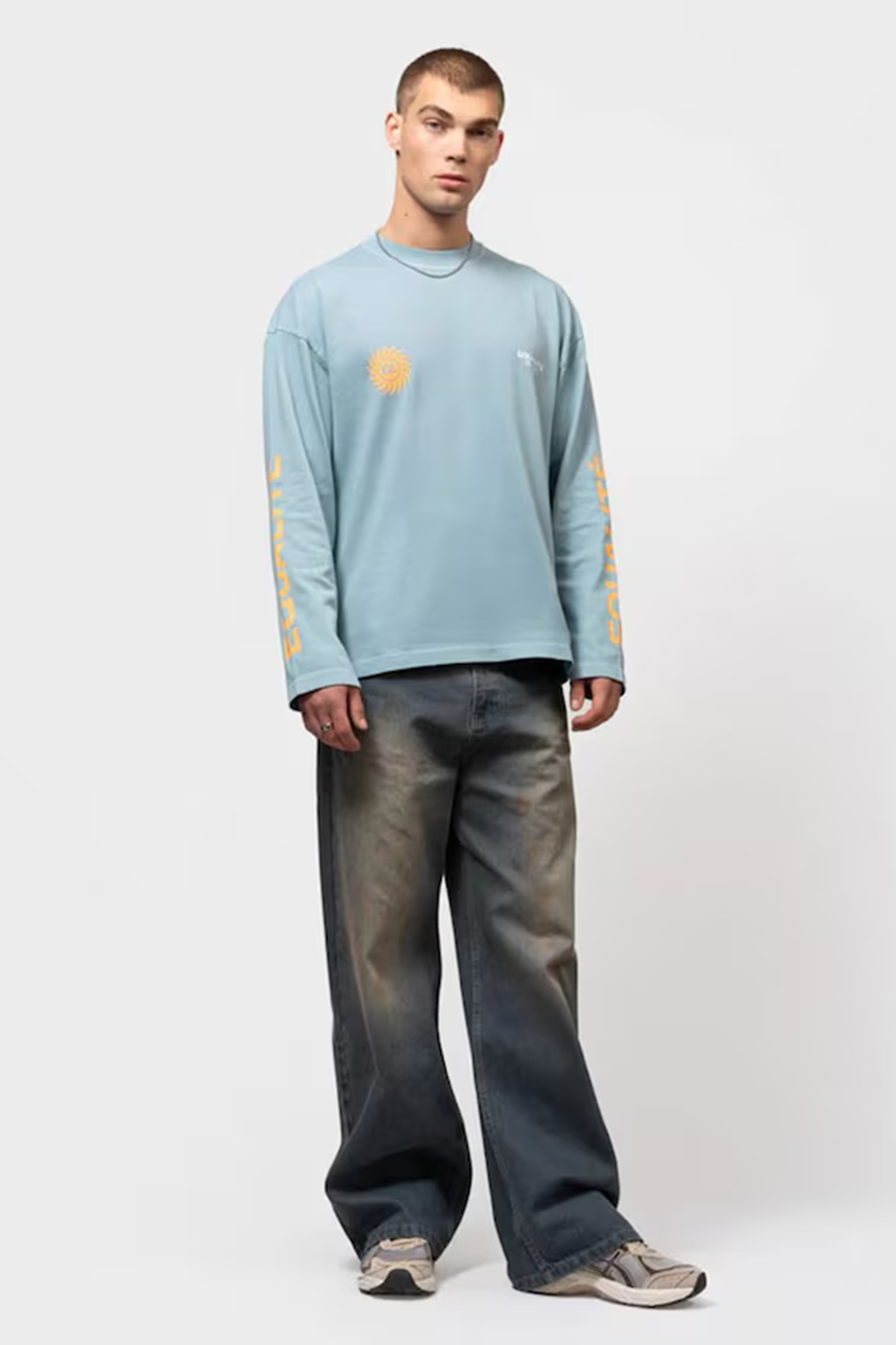 Heren t-shirt lange mouw blauw