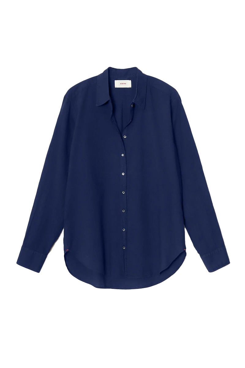 Dames blouse lange mouw blauw