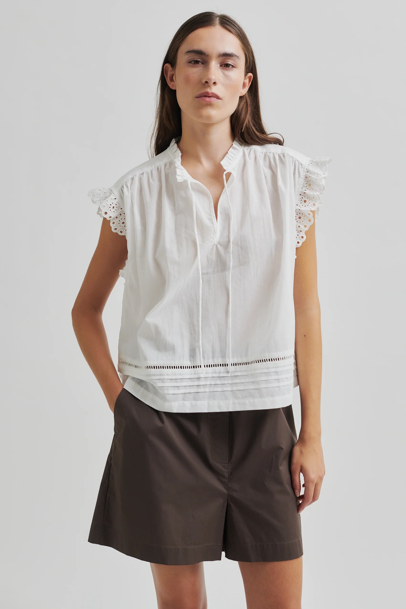 Dames blouse korte mouw wit