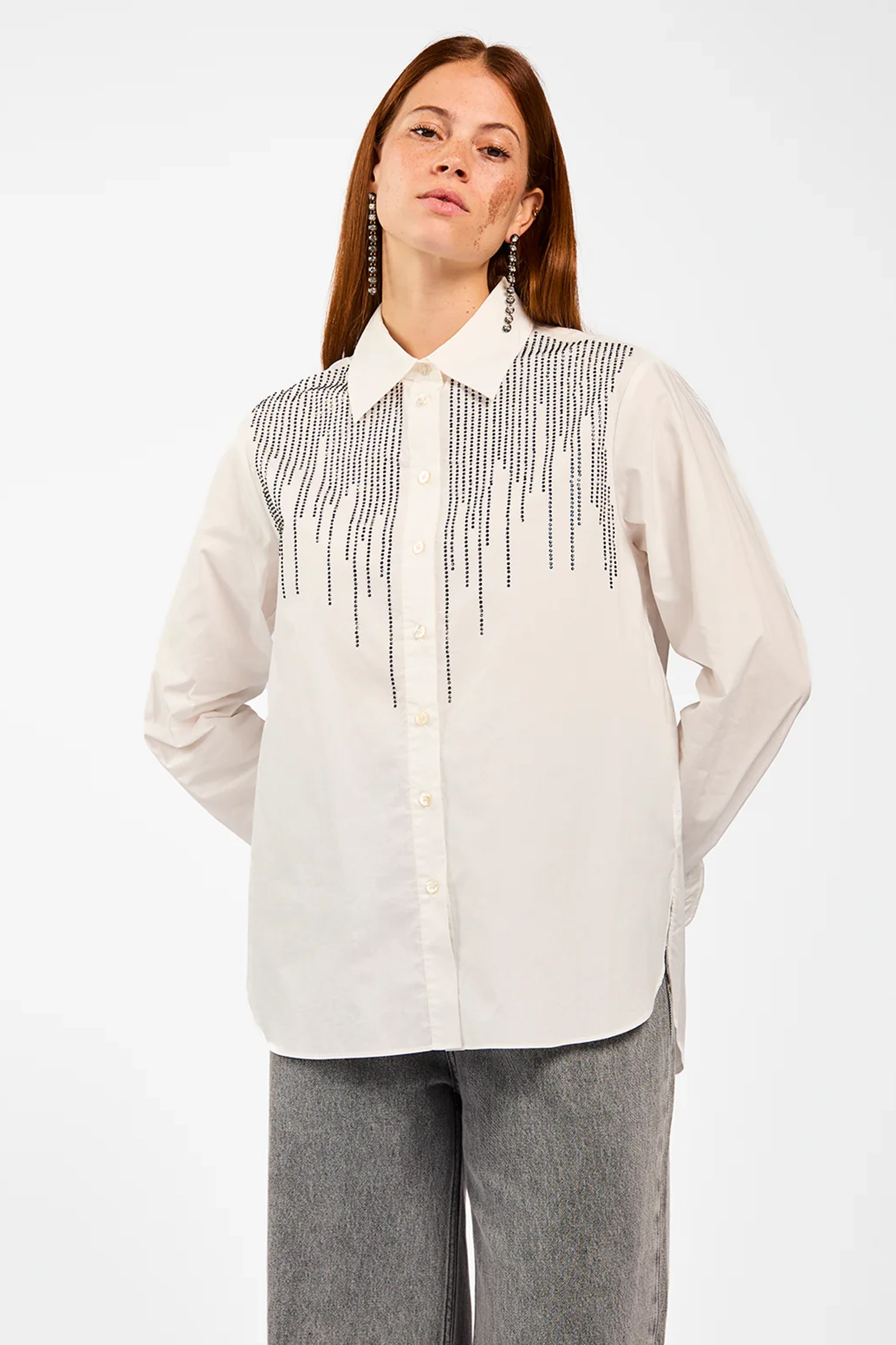 Dames blouse lange mouw ecru