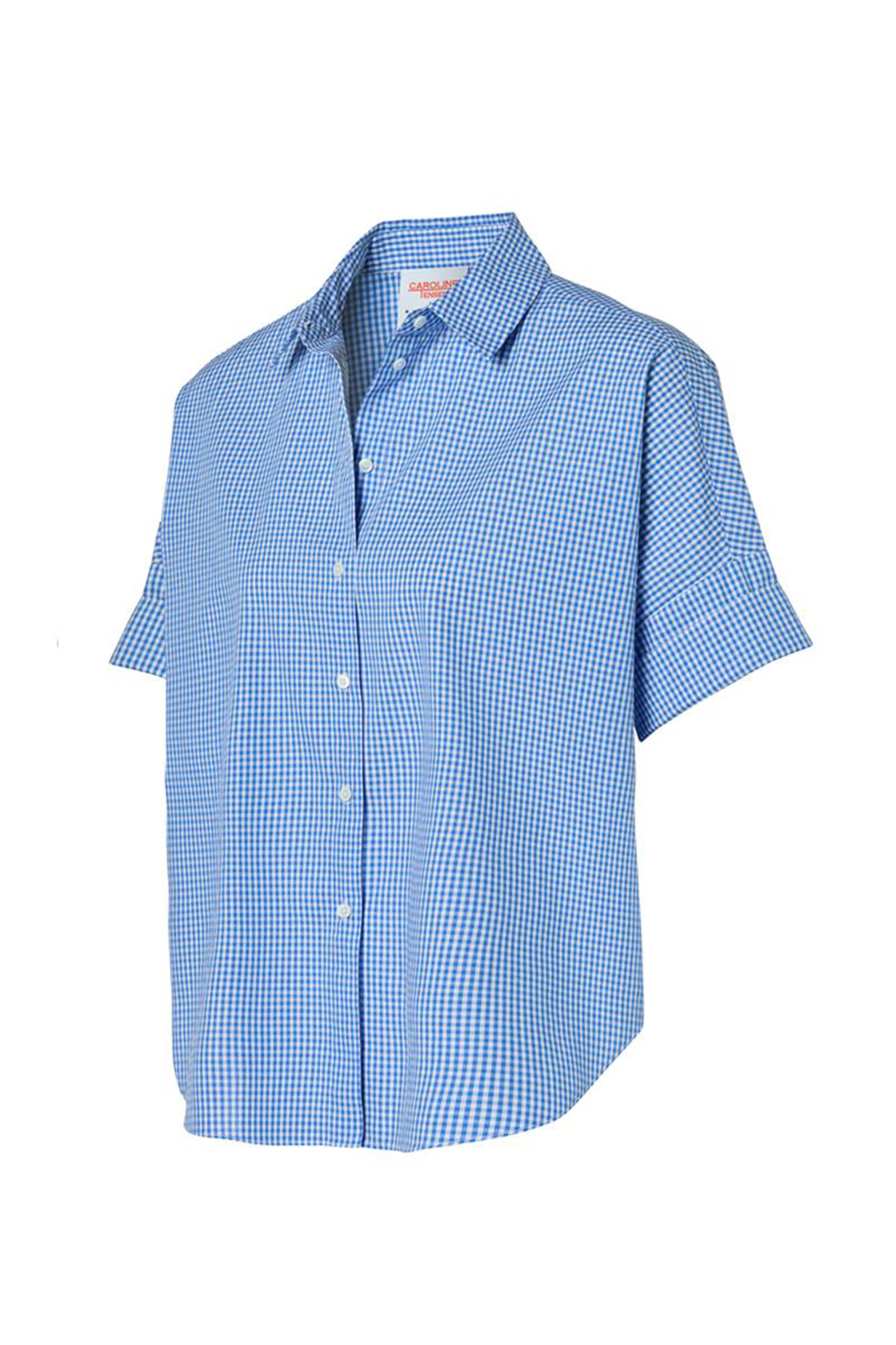 Dames blouse korte mouw blauw