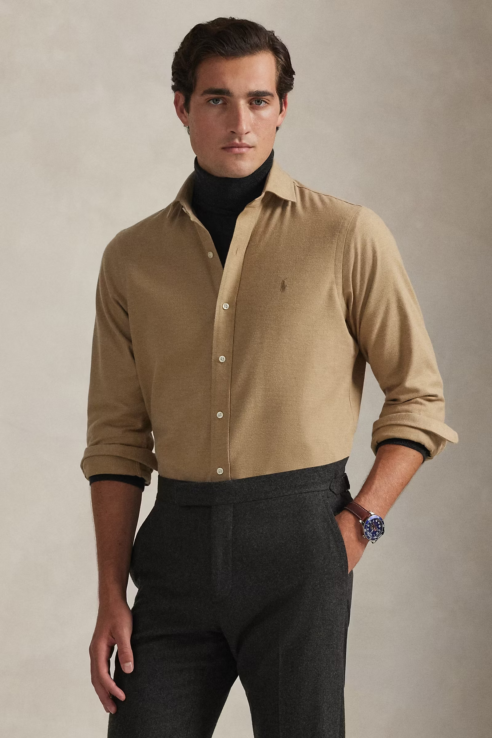 Heren overhemd lm casual grijs