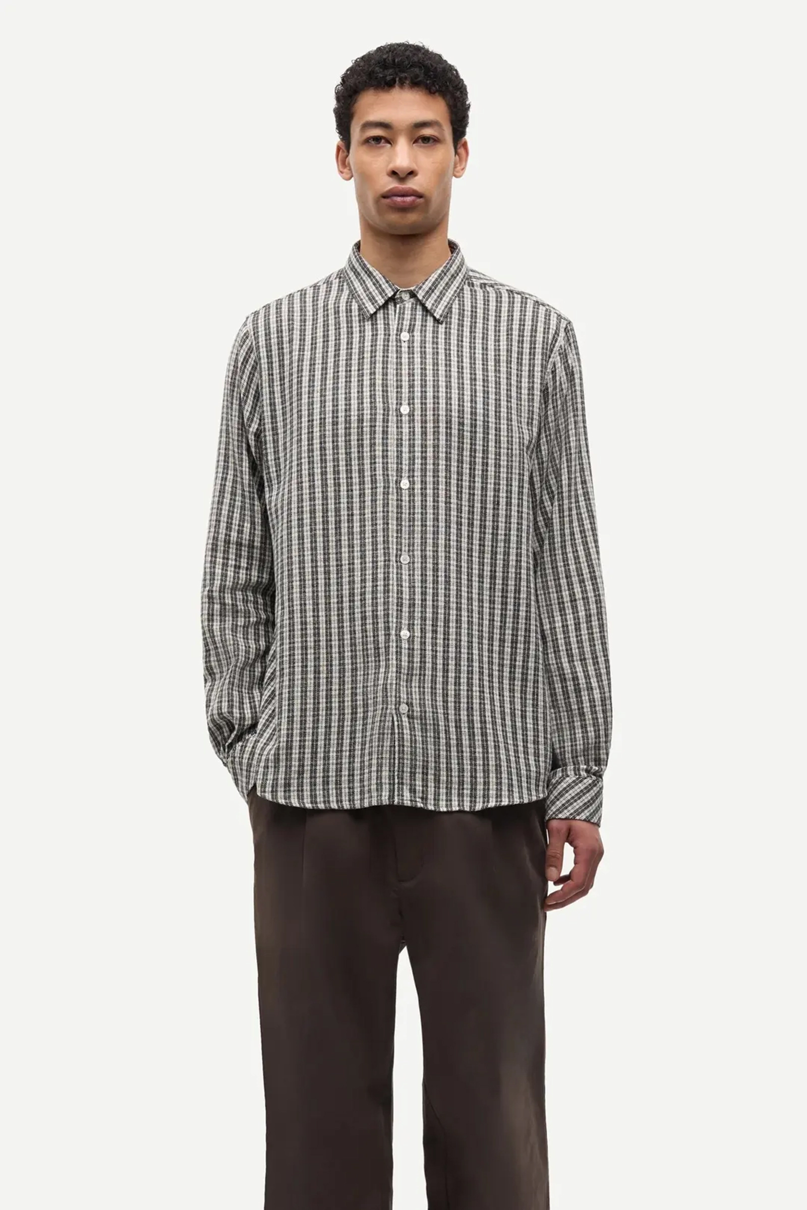 Heren overhemd lm casual bruin