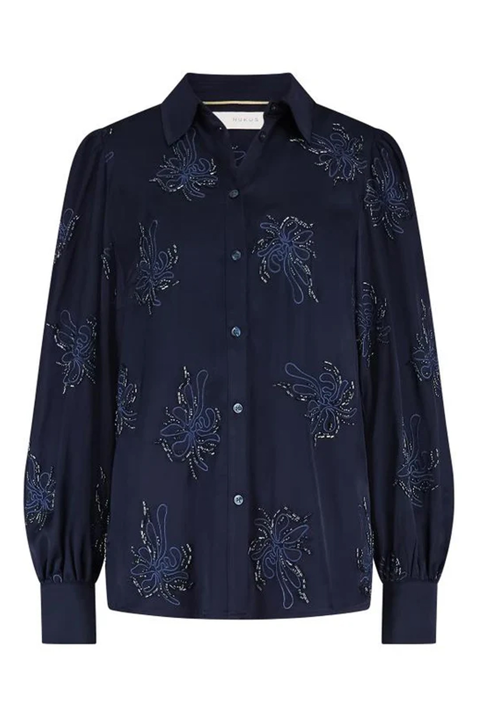 Dames blouse lange mouw blauw