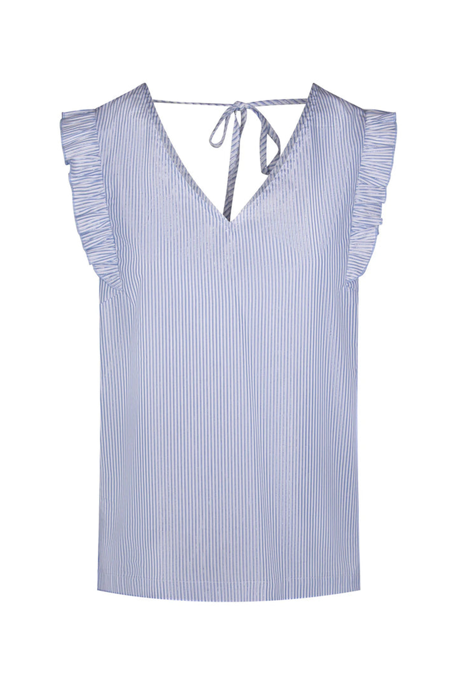Dames blouse mouwloos blauw