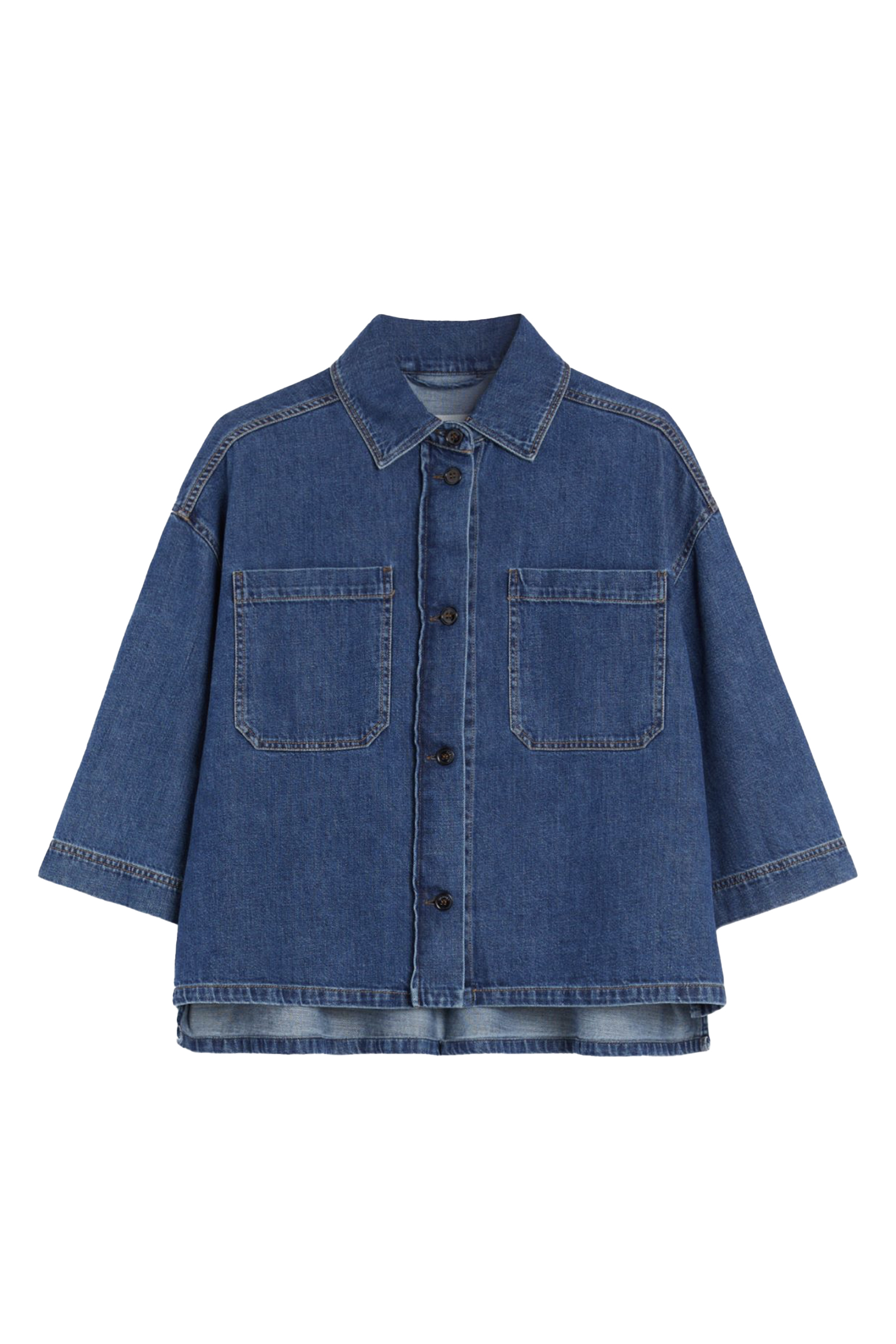 Dames blouse korte mouw blauw