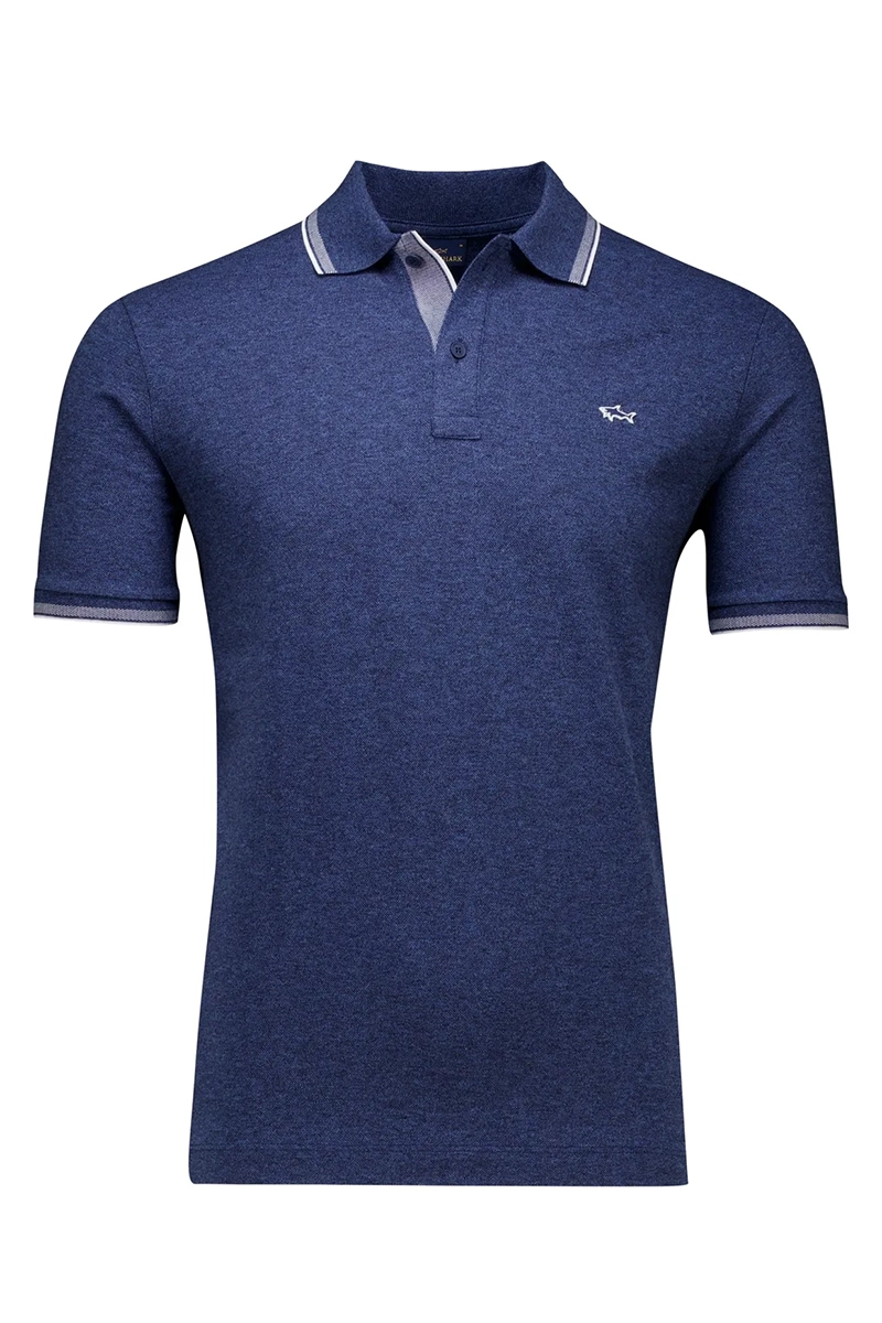 Heren polo korte mouw blauw