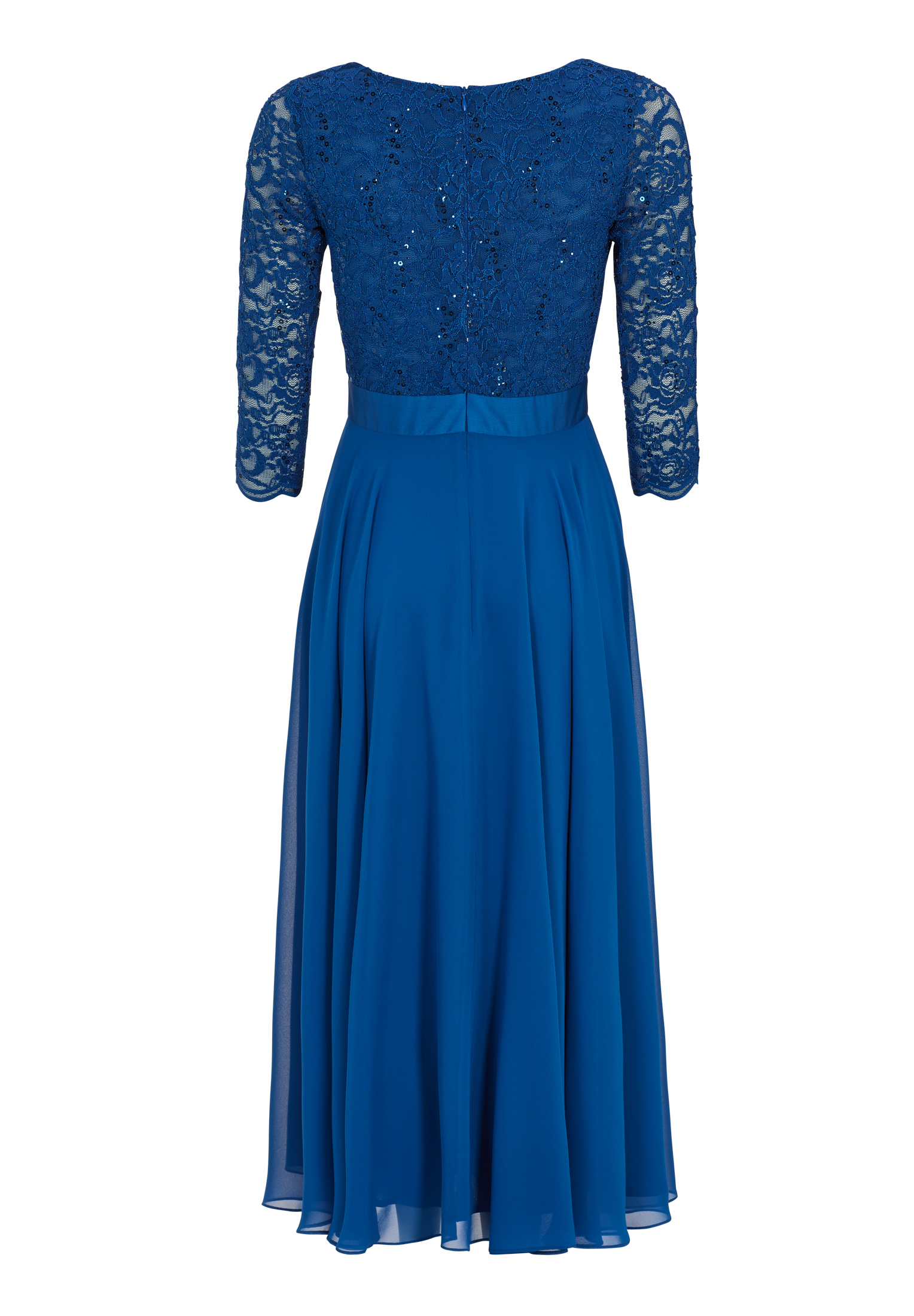 Swing Spitzen-Chiffon-Kleid mit Bogenkant azure blue 2